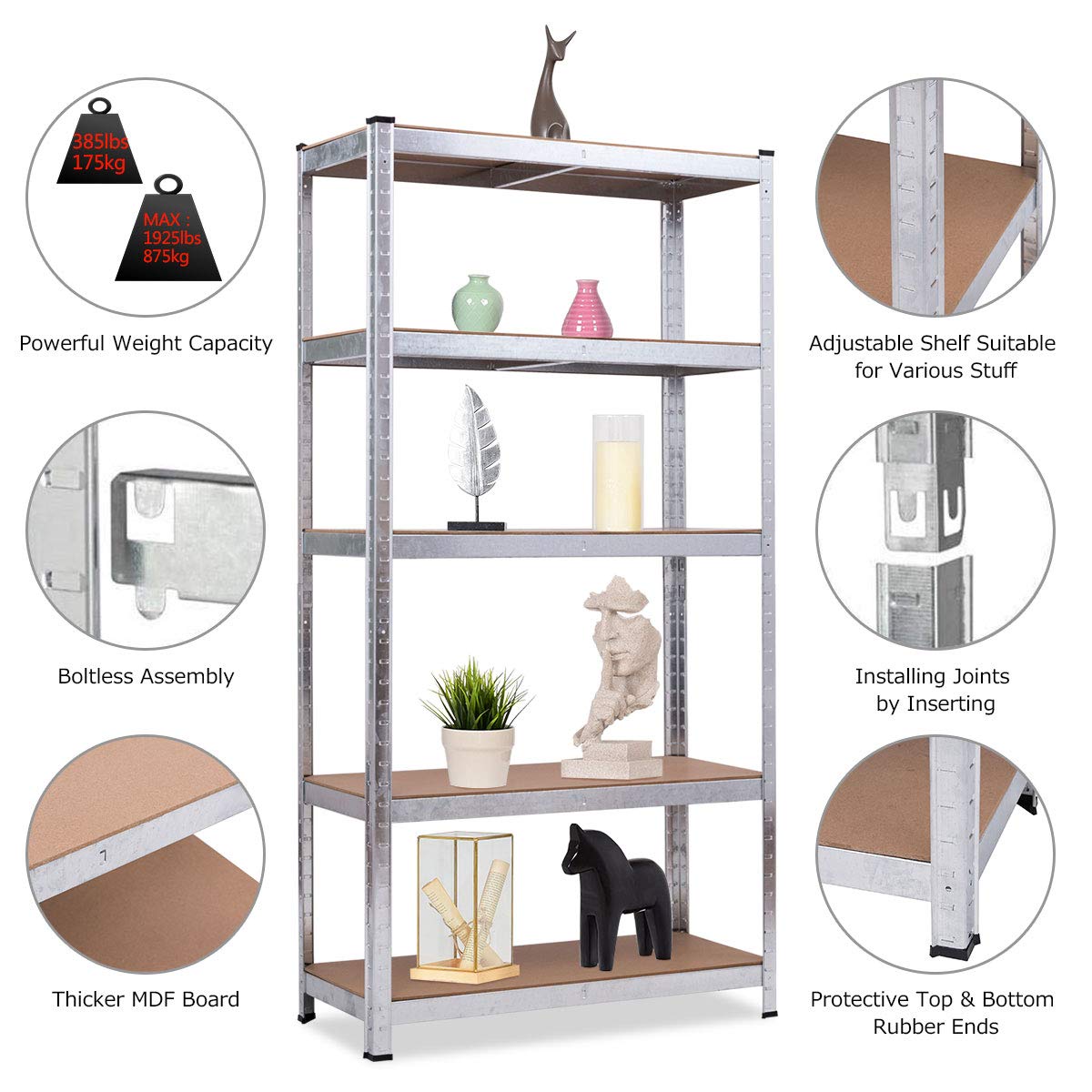 Giantex 2-Tier Heavy Duty Steel Shelving Unit - 36