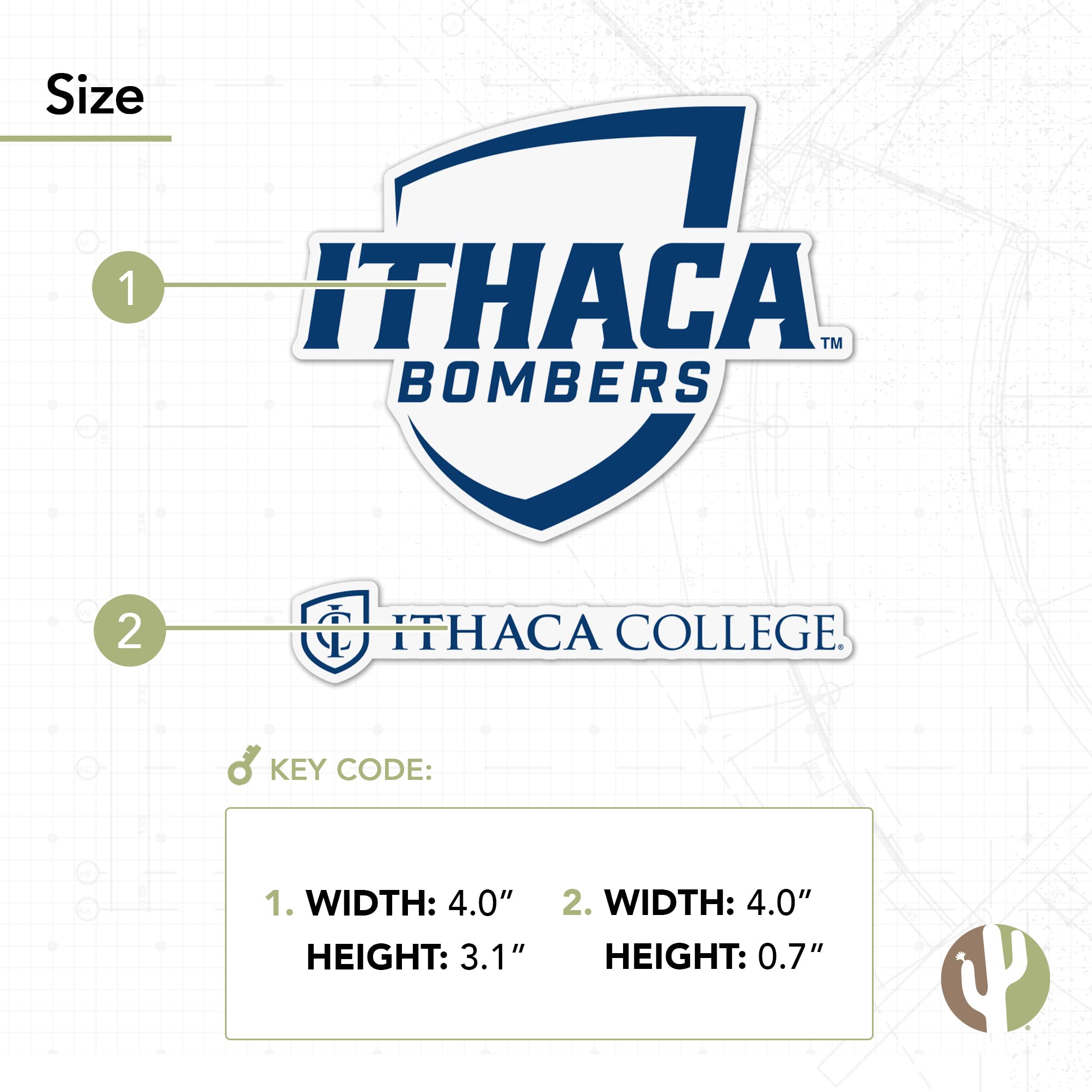 Desert Cactus Ithaca College IC Bombers Vinyl Decal Sticker Set (4 Inch) - Perfect for Laptop, Water Bottle, Car, Scrapbook & DIY Crafts - Durable Waterproof Stickers for College Pride Decor