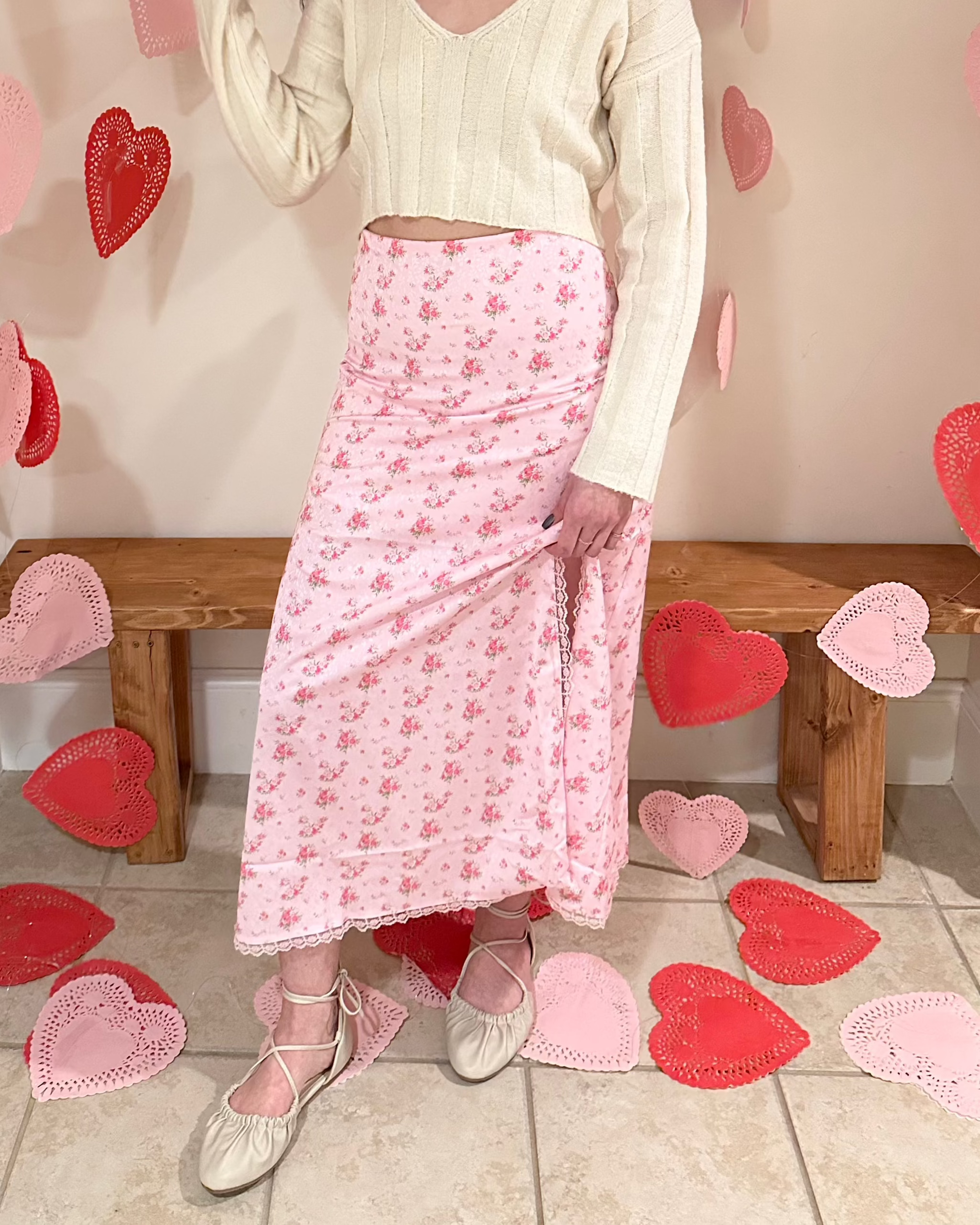 Stylish Pink Floral Printed Midi Skirt for Women - Perfect for Spring Outfits, Summer Dresses & Casual Wear