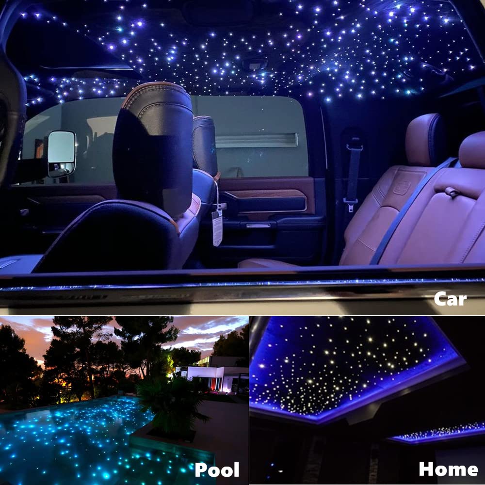 AMKI Twinkle 16W Fiber Optic Star Ceiling Light Kit - 450pcs 0.03in 9.8ft Strands with RGBW Bluetooth/APP Control - Perfect for Car Headliner & Home Ceiling Decor - Sound Activated Starlight Kit for Bedroom, Theater & Party Lighting