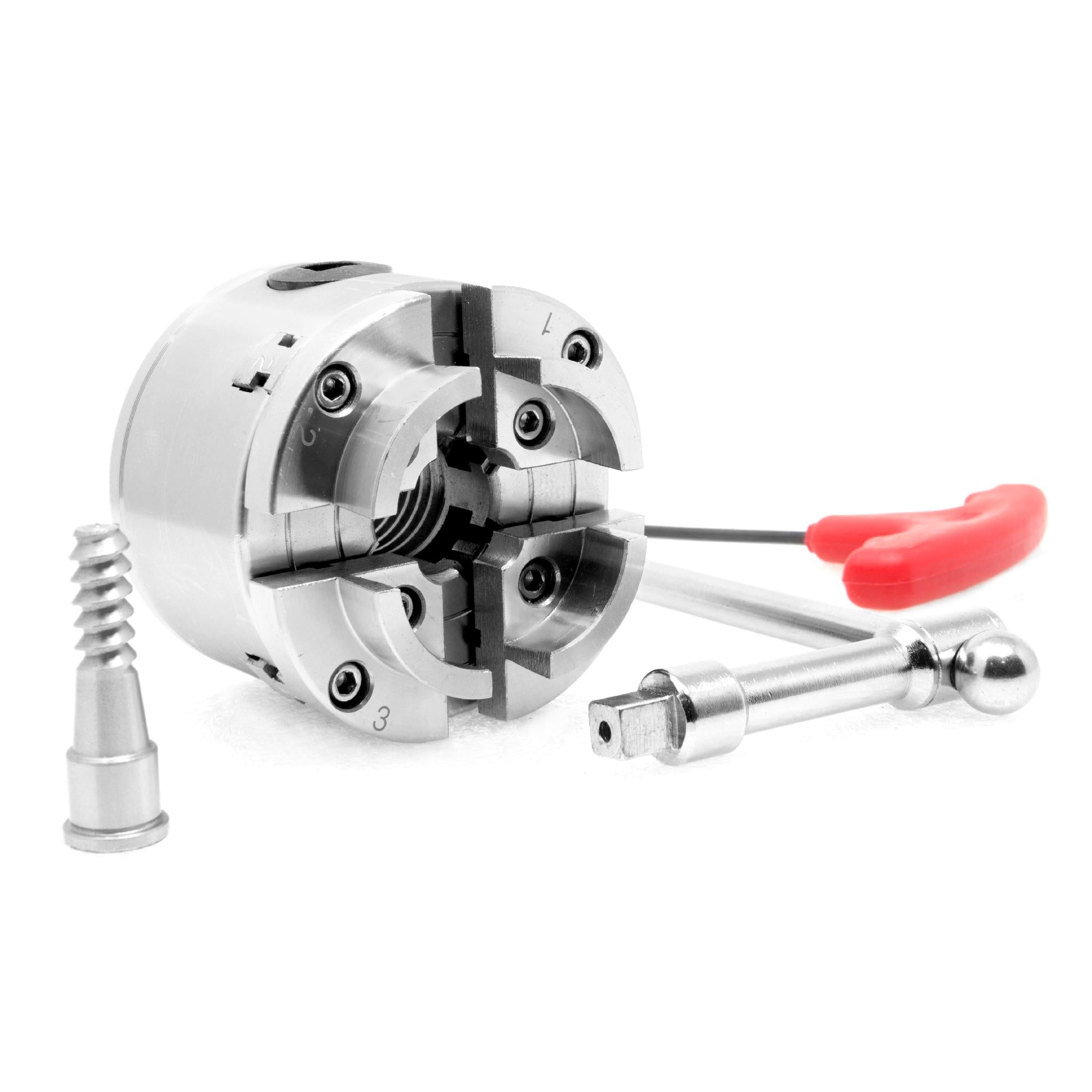 WEN LA4275 2.75 Inch 4 Jaw Self Centering Keyed Lathe Chuck Set with 1 Inch x 8TPI Thread - Perfect for Metalworking, Woodturning & DIY Projects on Mini Lathes