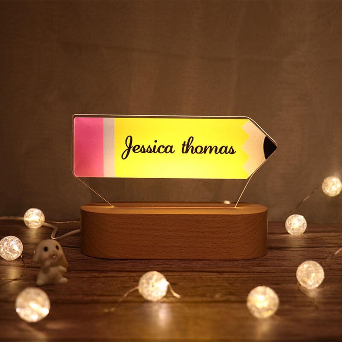 Personalized Acrylic LED Night Light with Custom Name & Engraved Text - First Day of School Gift for Kids, Students, Girls & Boys - Perfect for Bedroom, Dorm, Study Room & Nursery Decor