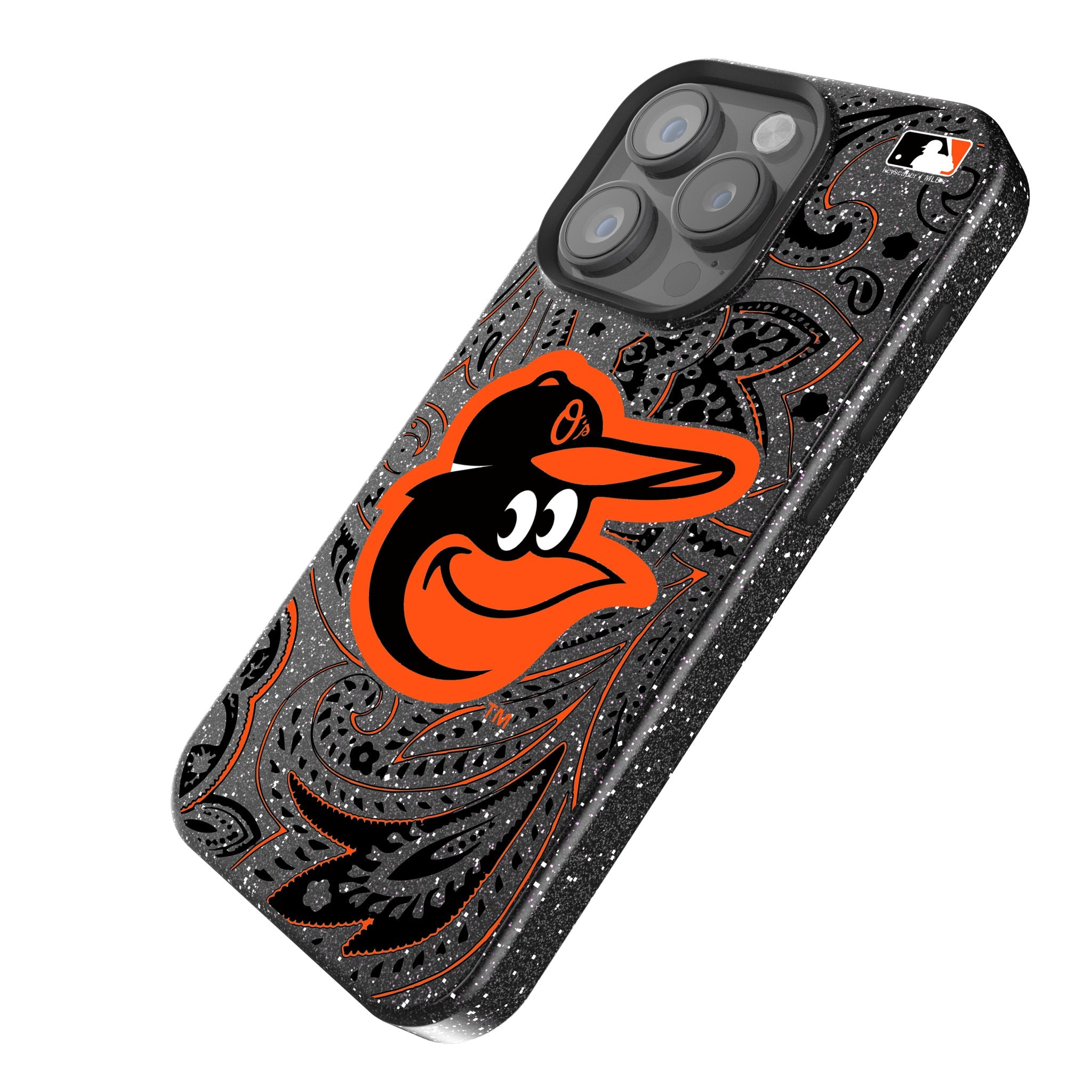 Baltimore Orioles Paisley Bling Rhinestone Phone Case for iPhone & Samsung - Stylish Protective Cover for Baseball Fans, Game Day & Everyday Use