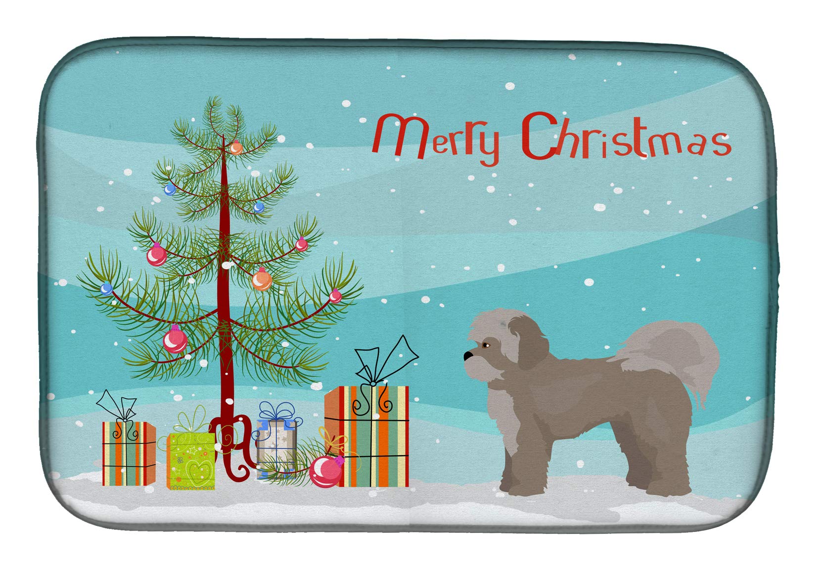 Zuchon Christmas Tree Dish Drying Mat - Absorbent Kitchen Counter Pad (14x21