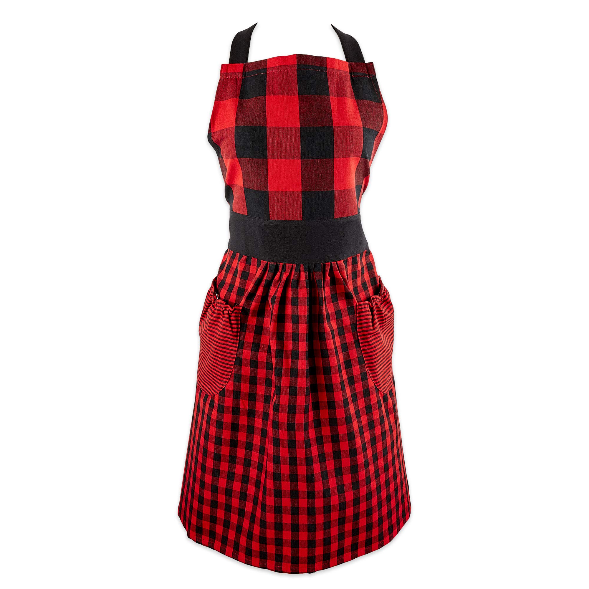 DII Kitchen Collection - Red and Black Gingham Check Apron for Cooking, Baking & Grilling - Stylish and Functional Kitchen Accessory for Home Chefs & BBQ Enthusiasts