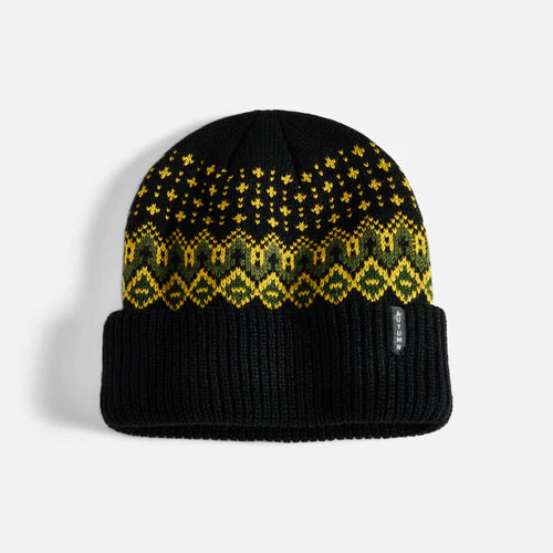 Autumn 2025 Select Fairisle Beanie - Black | Warm Winter Knit Hat for Men & Women | Perfect for Skiing, Snowboarding & Cold Weather