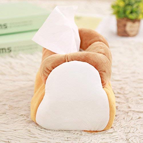 Soft Plush Tissue Box Cover - Funny Cute Yellow Toast Bread Design for Car, Home & Office | Decorative & Functional Tissue Holder for Living Room, Bedroom & Workspace