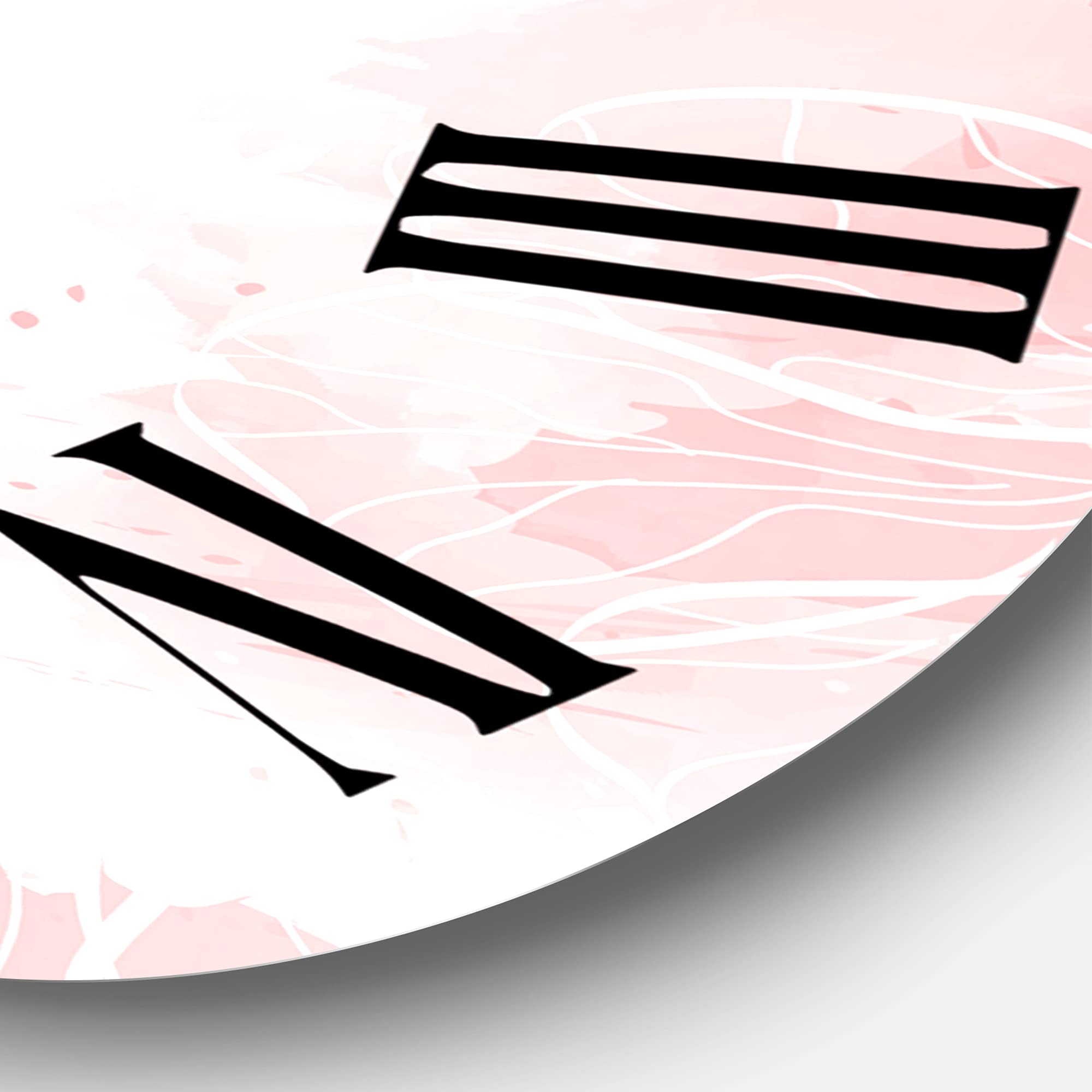 DesignQ Modern Abstract Pink Flowers Splashes Wall Clock - Large Fractal Art Decor for Living Room, Bedroom & Office | Silent Non-Ticking Home Decoration