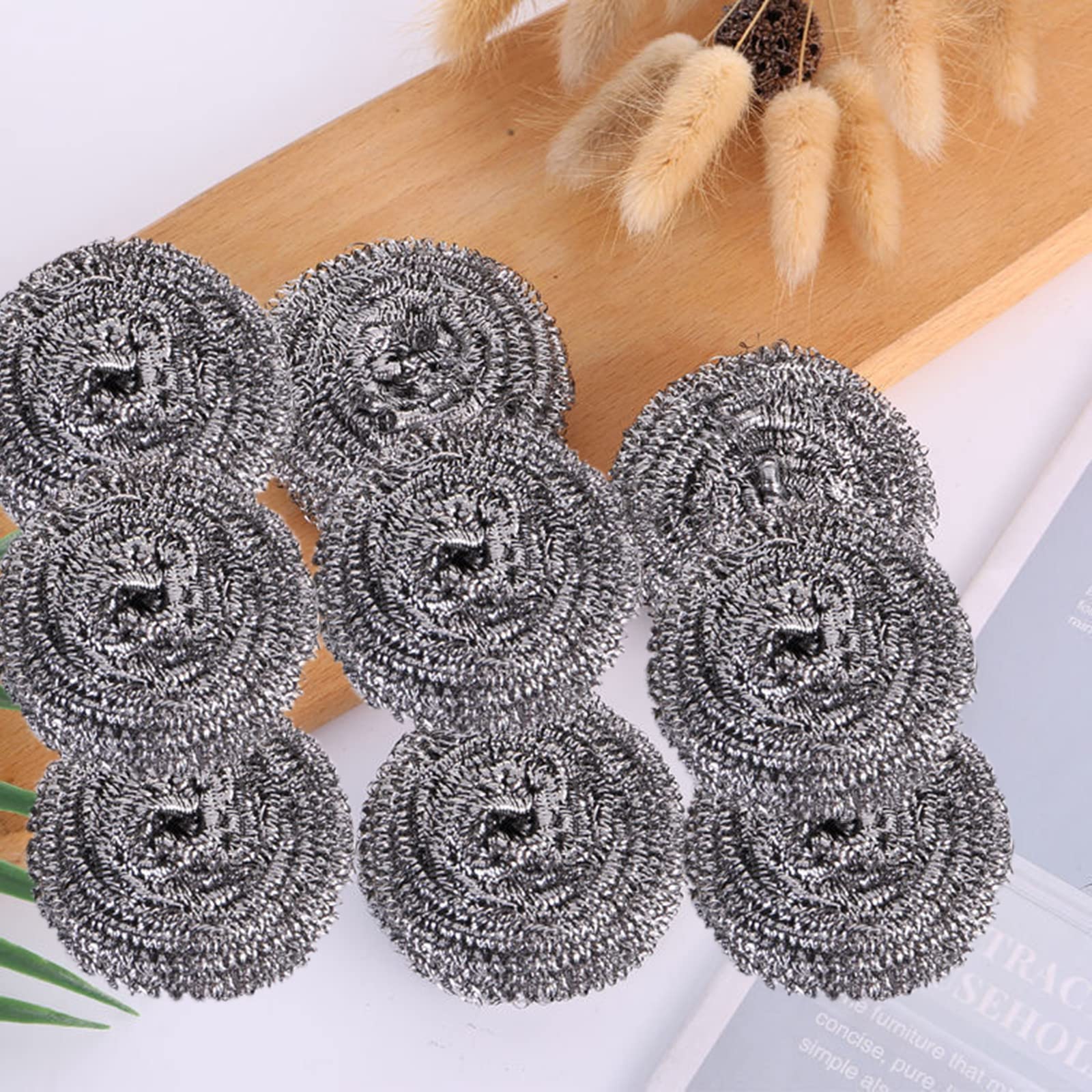9-Pack Stainless Steel Scourer Pads for Kitchen & Bathroom Cleaning