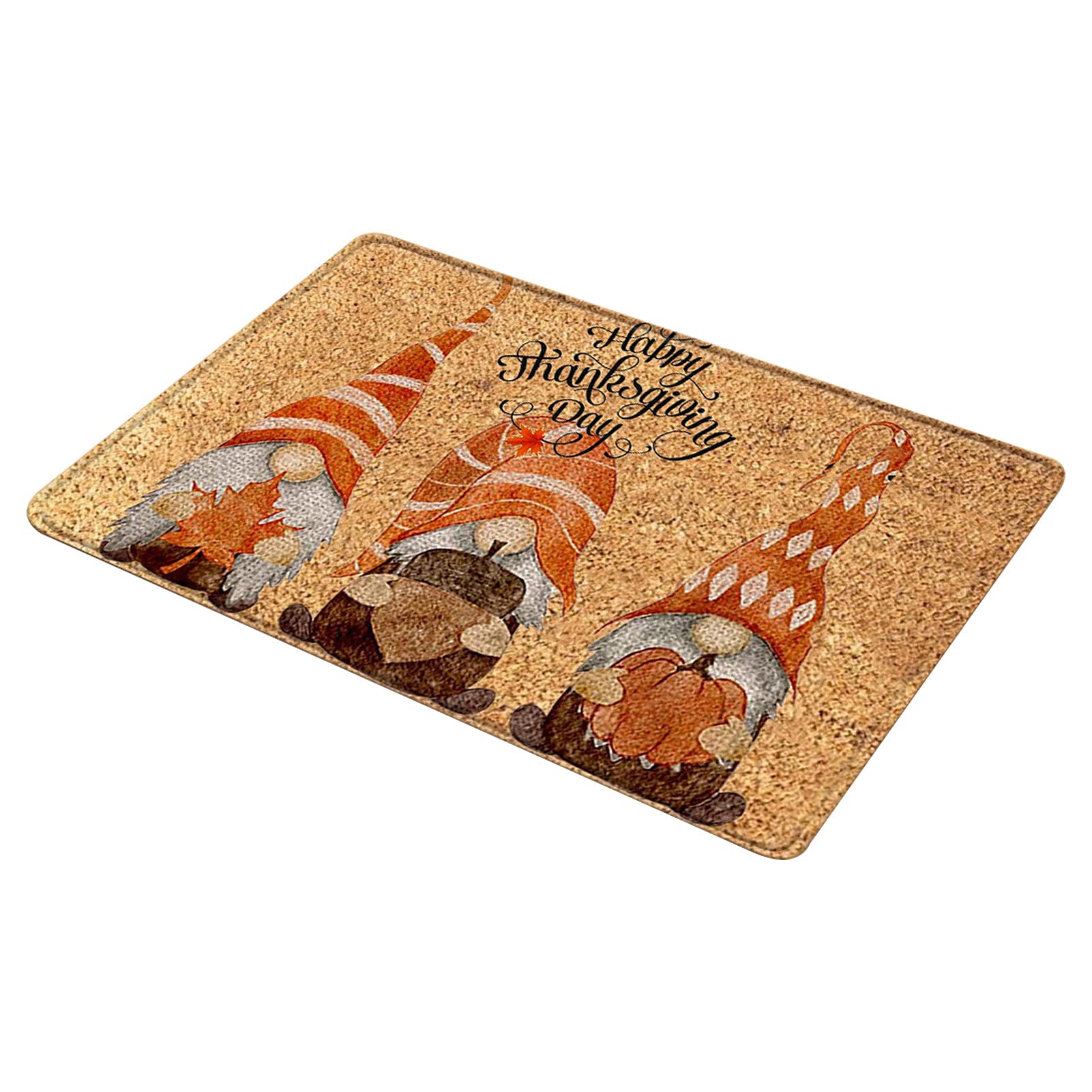 Thanksgiving Floor Rug - Non-Slip Polyester Fluffy Doormat with Dwarf Pattern, Cute Home Decor for Front Door - Perfect for Thanksgiving Decorations & Holiday Home Entrance