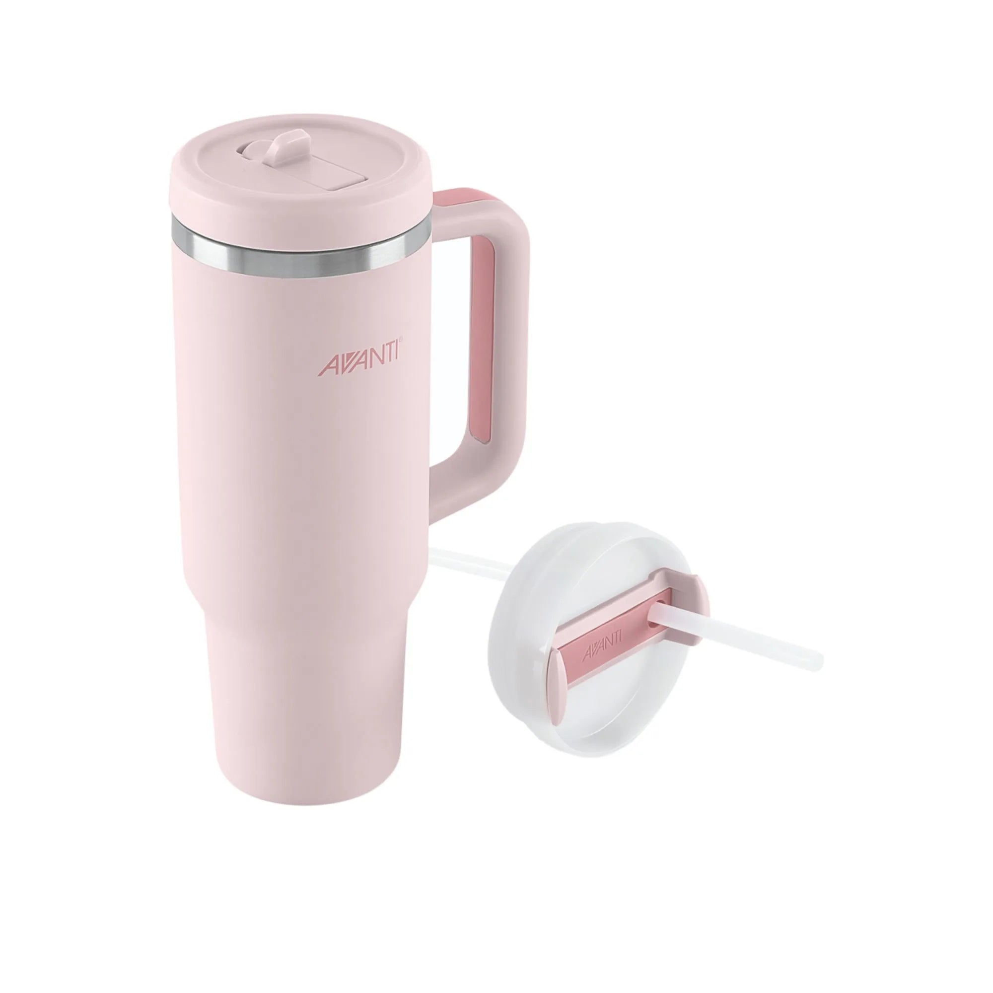 Avanti HydroQuench 1L Water Bottle with 2 Lids - Leakproof BPA-Free Stainless Steel Insulated Bottle for Gym, Hiking & Everyday Hydration | Blush Pink