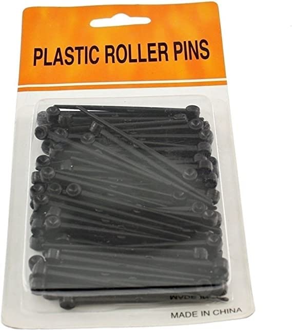 80 Pack Black Plastic Roller Pins for Hair Styling - Professional Curling & Volume Hair Rollers for Salon, Home Use - Perfect for Curly Hair, Updos & Vintage Hairstyles