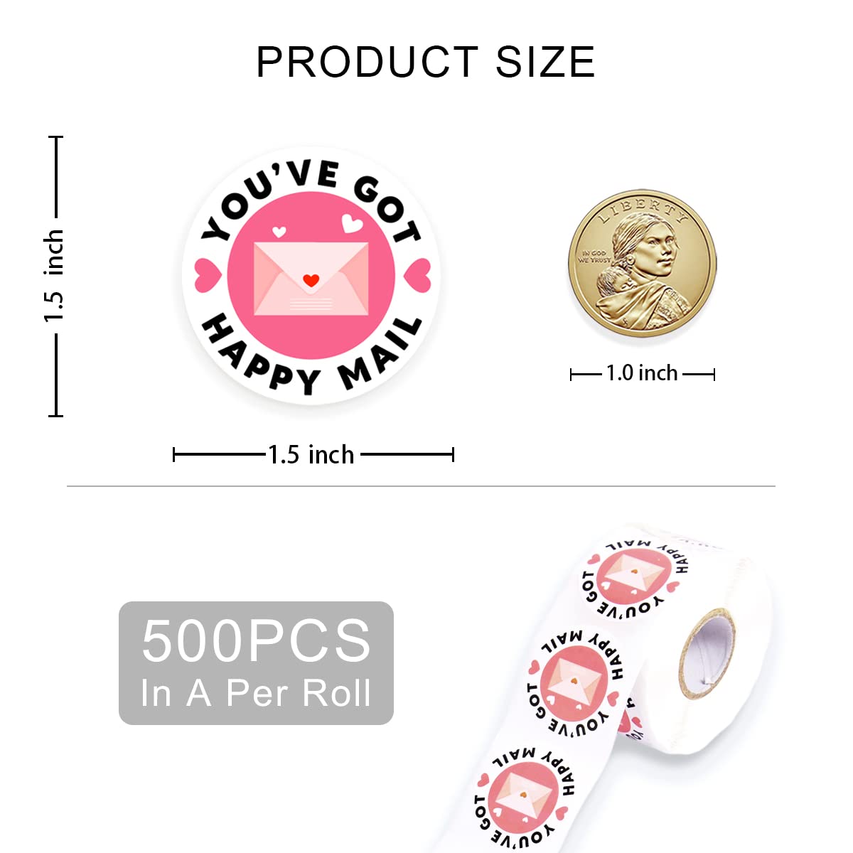 500 PCS Cute Happy Mail Stickers for Small Business - Funny Envelope Shipping Labels for Etsy Sellers & Online Shops - Perfect for Packaging, Thank You Notes & Customer Appreciation Gifts