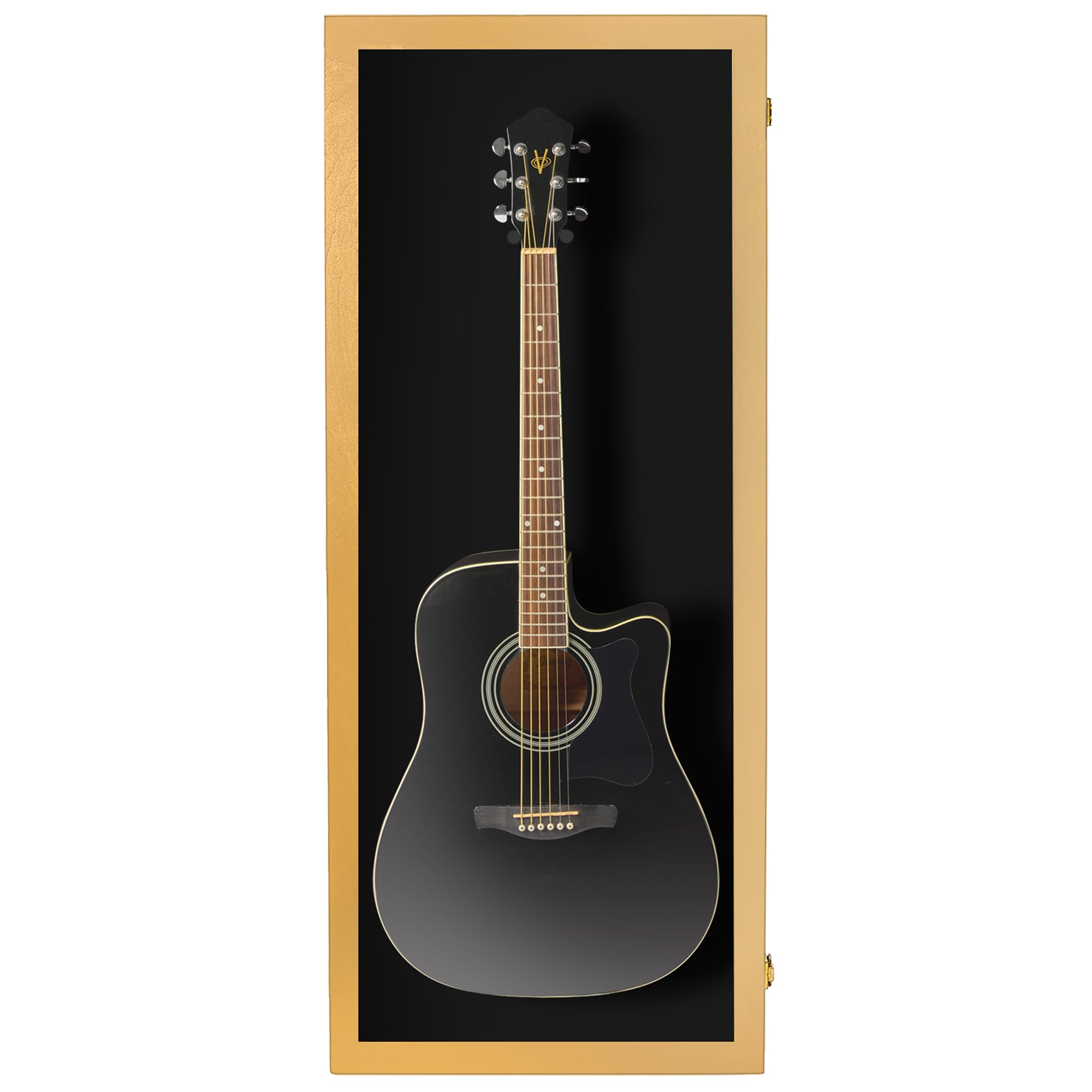 Premium Acoustic Guitar Display Case - Clear Acrylic Wall Mount with Hardwood Frame - Golden Oak & Black Felt Interior - Perfect for Home, Studio, or Music Store Showcase