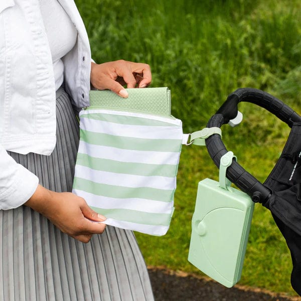 Ubbi On The Go Diaper Changing Mat and Bag - Portable Baby Changing Station for Travel, Gray | Perfect for Diaper Bags, Strollers, and On-the-Go Parents