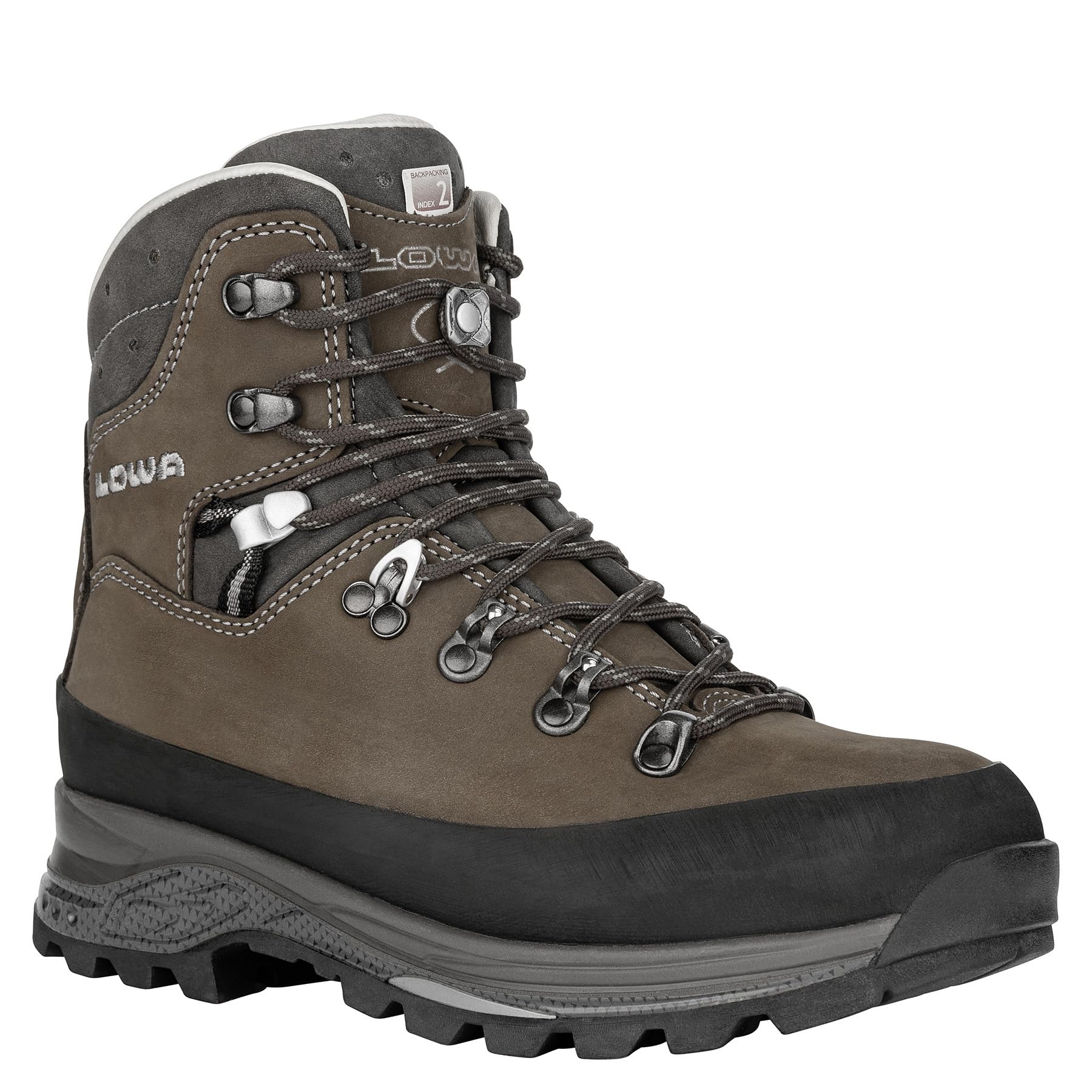 LOWA Women's Tibet LL Nubuck Leather Hiking Boots - Dark Brown/Slate - Size 5 US - Waterproof & Durable for Outdoor Adventures, Trekking & Travel