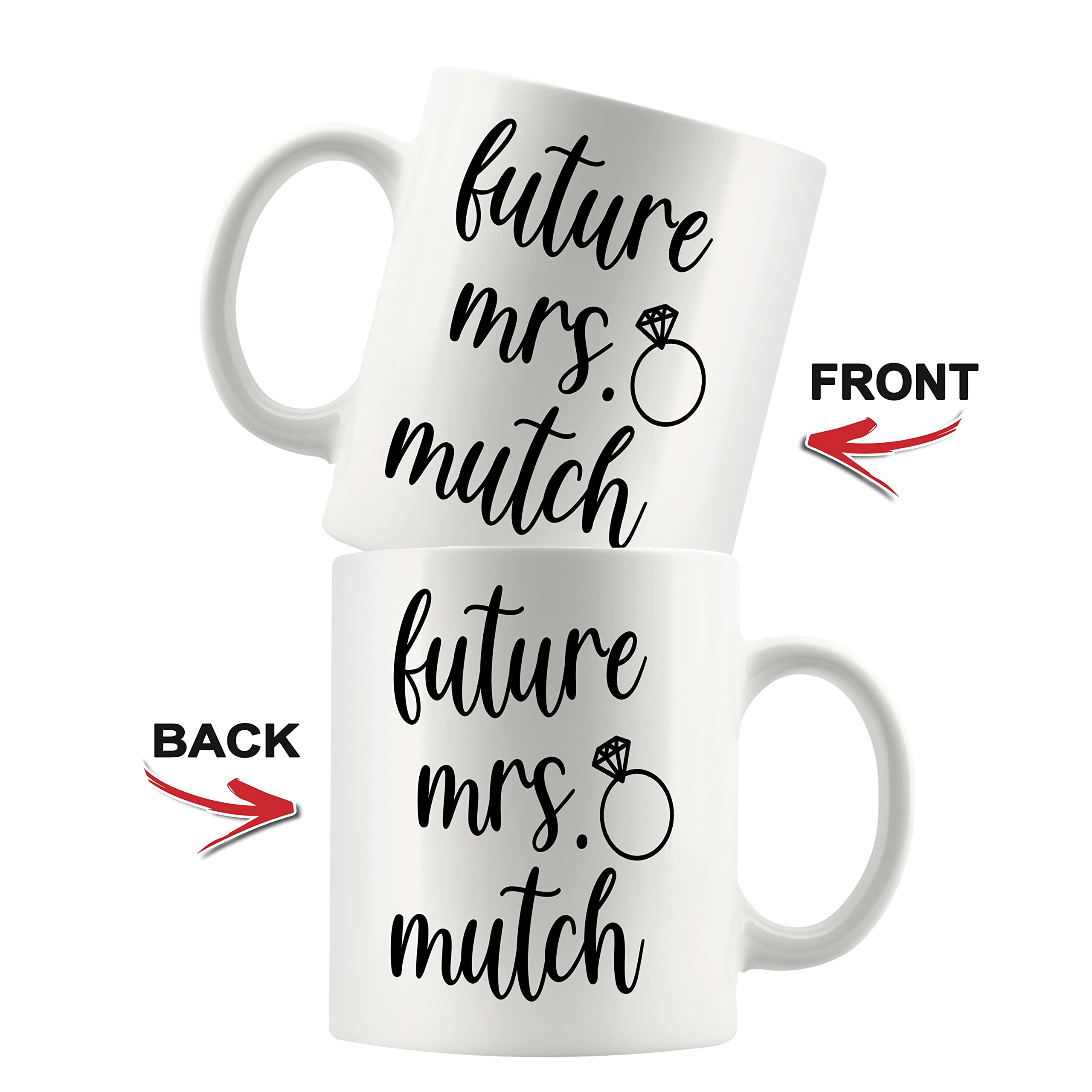 Personalized Future Bride Mug - Custom Last Name Ceramic Couples Mug for Engagement, Wedding & Bridal Shower - Durable Made in USA Gift for Bride to Be, Bachelorette Party Favors - Perfect for Coffee, Tea & Romantic Celebrations