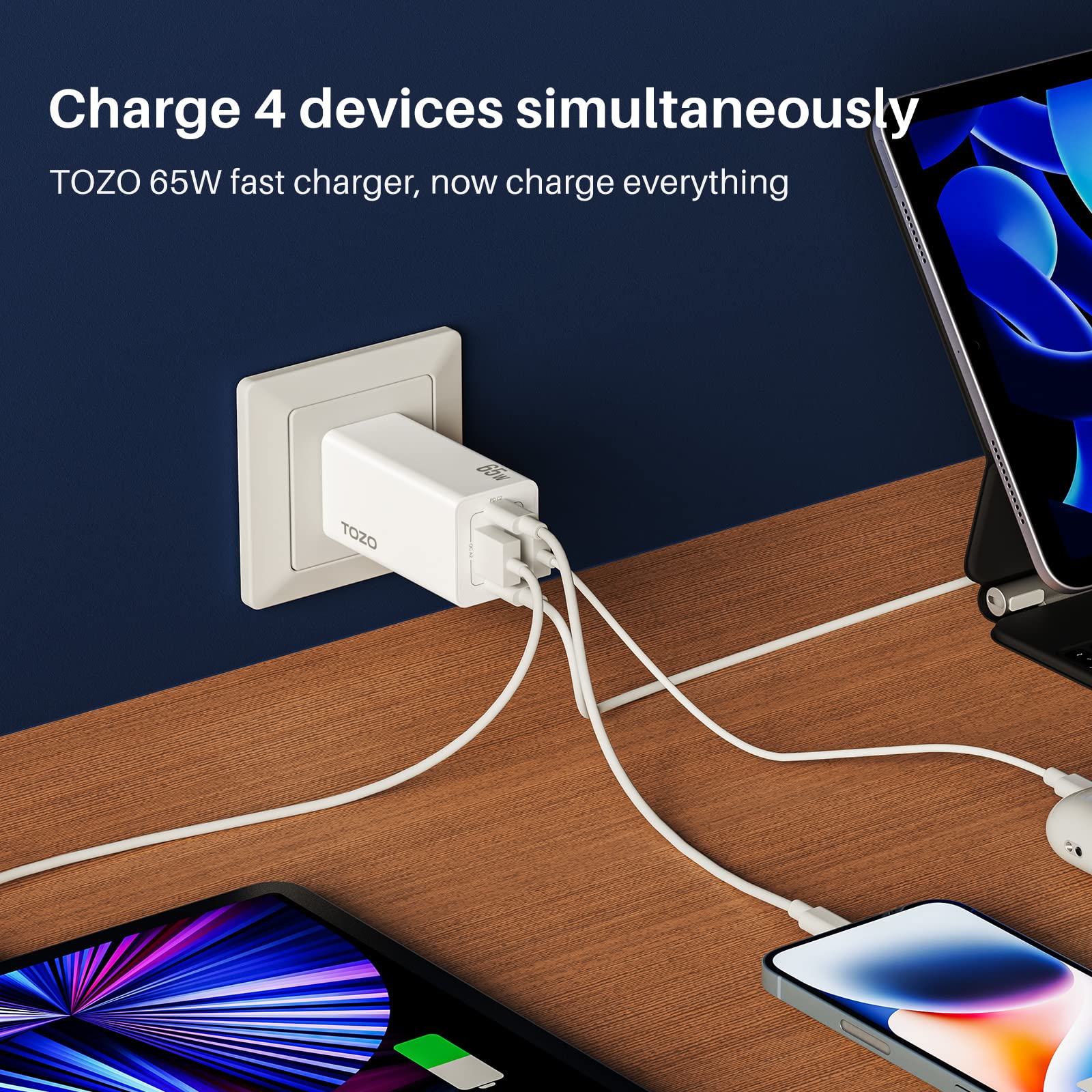 TOZO A1 Wireless Earbuds Bluetooth 5.3 with 65W Fast Charger - Sweatproof Sport Earbuds for Running, Gym & Workout | Hi-Fi Sound for Music & Calls | Long Battery Life for Travel & Commuting