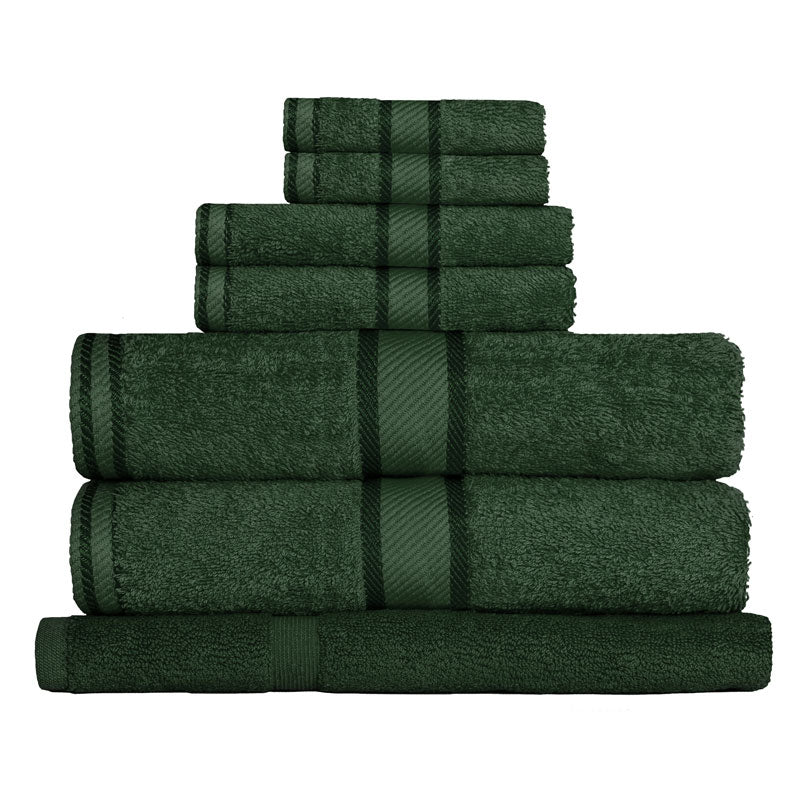 100% Cotton Bath Towels Set of 7 | Soft & Absorbent Forest Green Towel Set for Spa, Bathroom & Beach | Eco-Friendly Luxury Towels