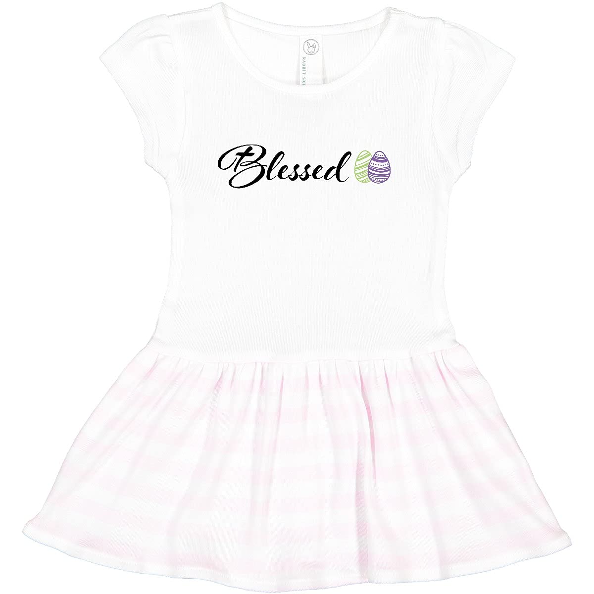 Inktastic Easter Blessed with Green and Purple Eggs Toddler Dress - Cute Holiday Outfit for Baby Girls, Easter Sunday Church, Family Photos & Spring Celebrations