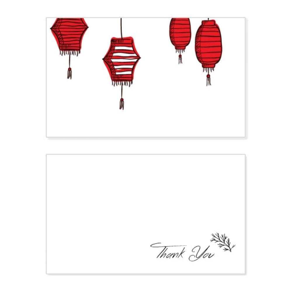 Chinese New Year Red Rooster Lantern Thank You Cards - Birthday, Wedding, Appreciation Greeting Cards for Festive Celebrations & Special Occasions