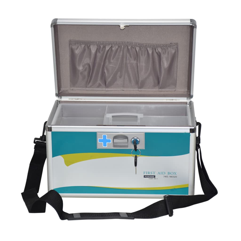 Lockable Medicine Storage Box - Portable Multi-Layer First Aid Organizer with Security Lock, Removable Trays & Non-Slip Bottom | Home Medicine Cabinet, Travel First Aid Kit, Emergency Medical Supply Organizer