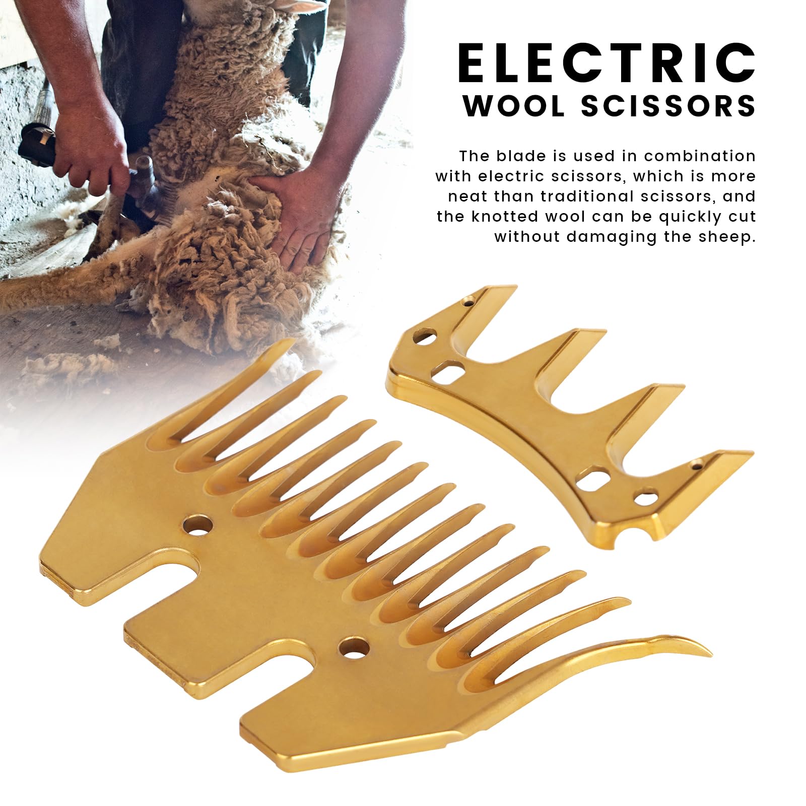 Premium 13-Tooth Curved Sheep Shears Replacement Blades - Compatible with Electric Wool Clippers for Sheep, Alpacas, Goats & Livestock Grooming - Durable Stainless Steel Blades for Professional & Home Use