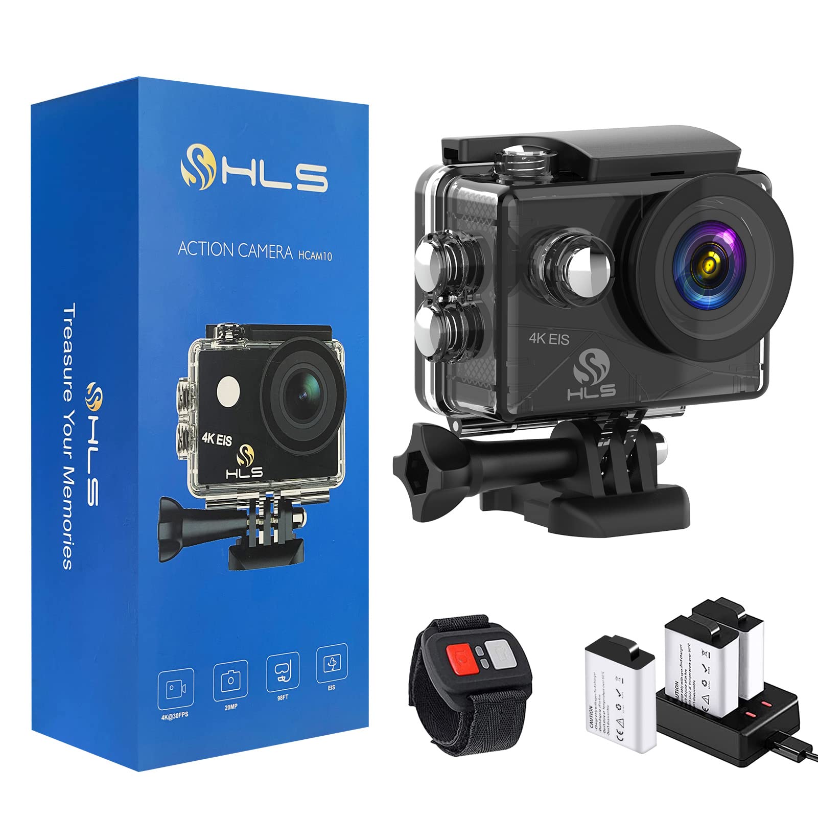 4K Sport Action Camera with 1350mAh Battery & Waterproof Case - HD WiFi, Wide Angle Lens, Remote Control & Mounting Kit for Vlogging, Diving, Surfing & Outdoor Adventures