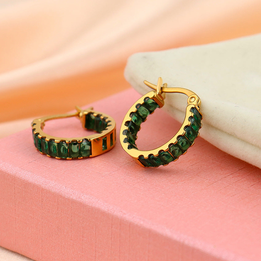 18K Gold Plated Sparkly CZ Hoop Earrings for Women | Trendy Cubic Zirconia Jewelry Gift for Birthday, Anniversary & Party | JDE239
