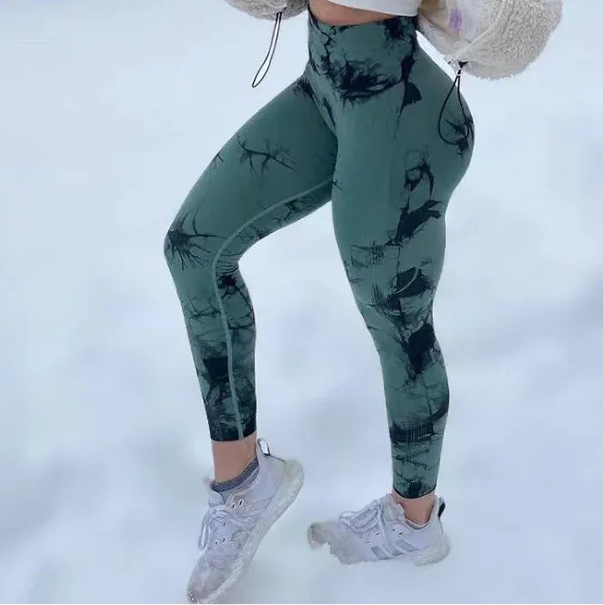 Women's Tie-Dye Gym Leggings - Seamless High Waist Yoga Pants for Workout & Training | Scrunch Butt Sports Fitness Tights | Perfect for Yoga, Running, Gym & Everyday Wear