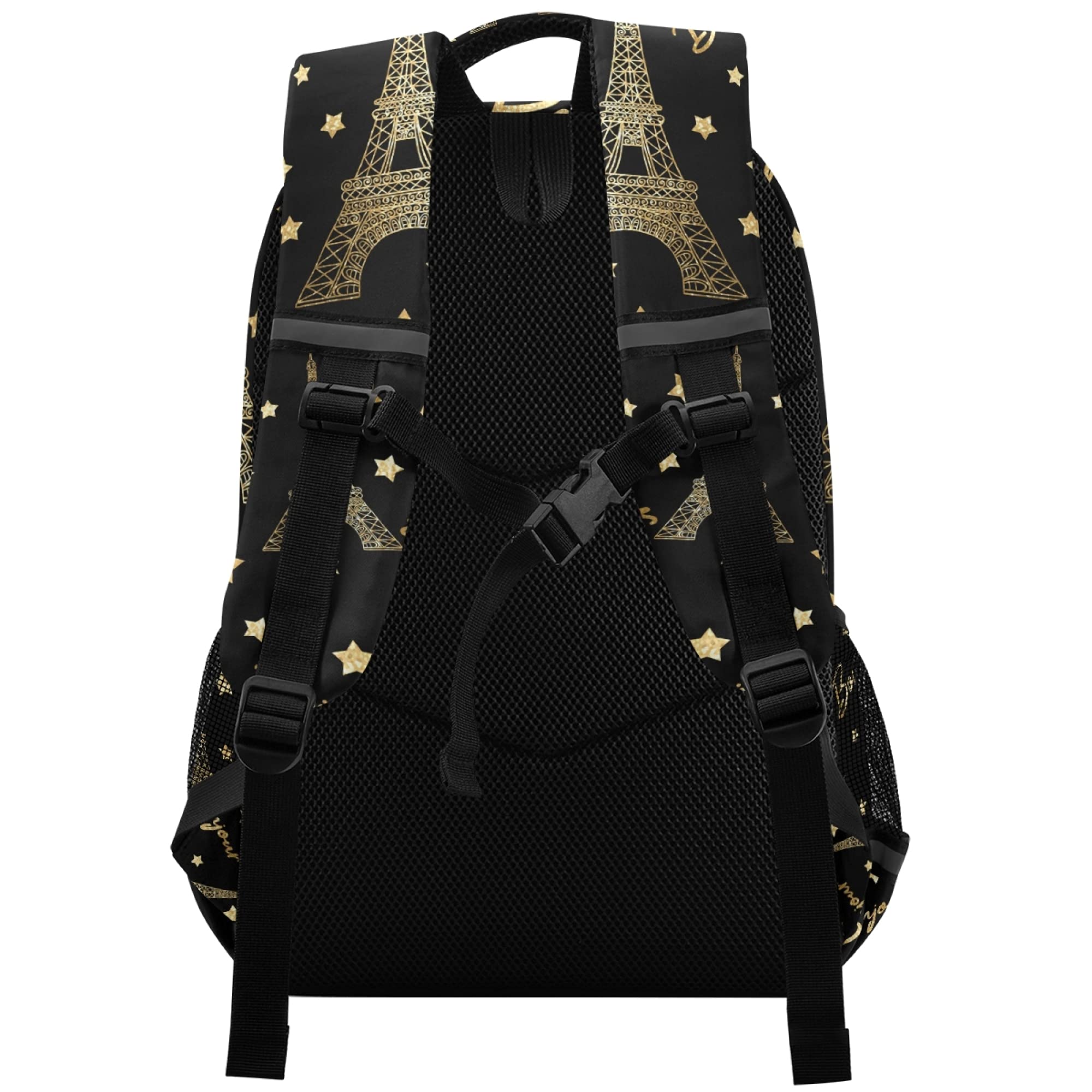 **ALAZA Gold Eiffel Tower Star Backpack for Women & Men - Stylish Laptop Bag for School, Work & Travel - Fits 13, 14, 15.6 Inch Notebooks & Tablets - Perfect for Daily Commute, College & Casual Outings**