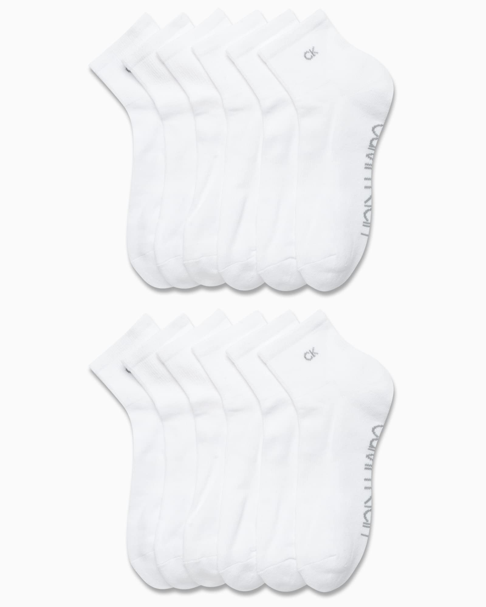 Calvin Klein Men's Athletic Cushioned Quarter Cut Ankle Socks - 12 Pack for Running, Gym & Everyday Comfort | Breathable Performance Socks for Sports & Casual Wear