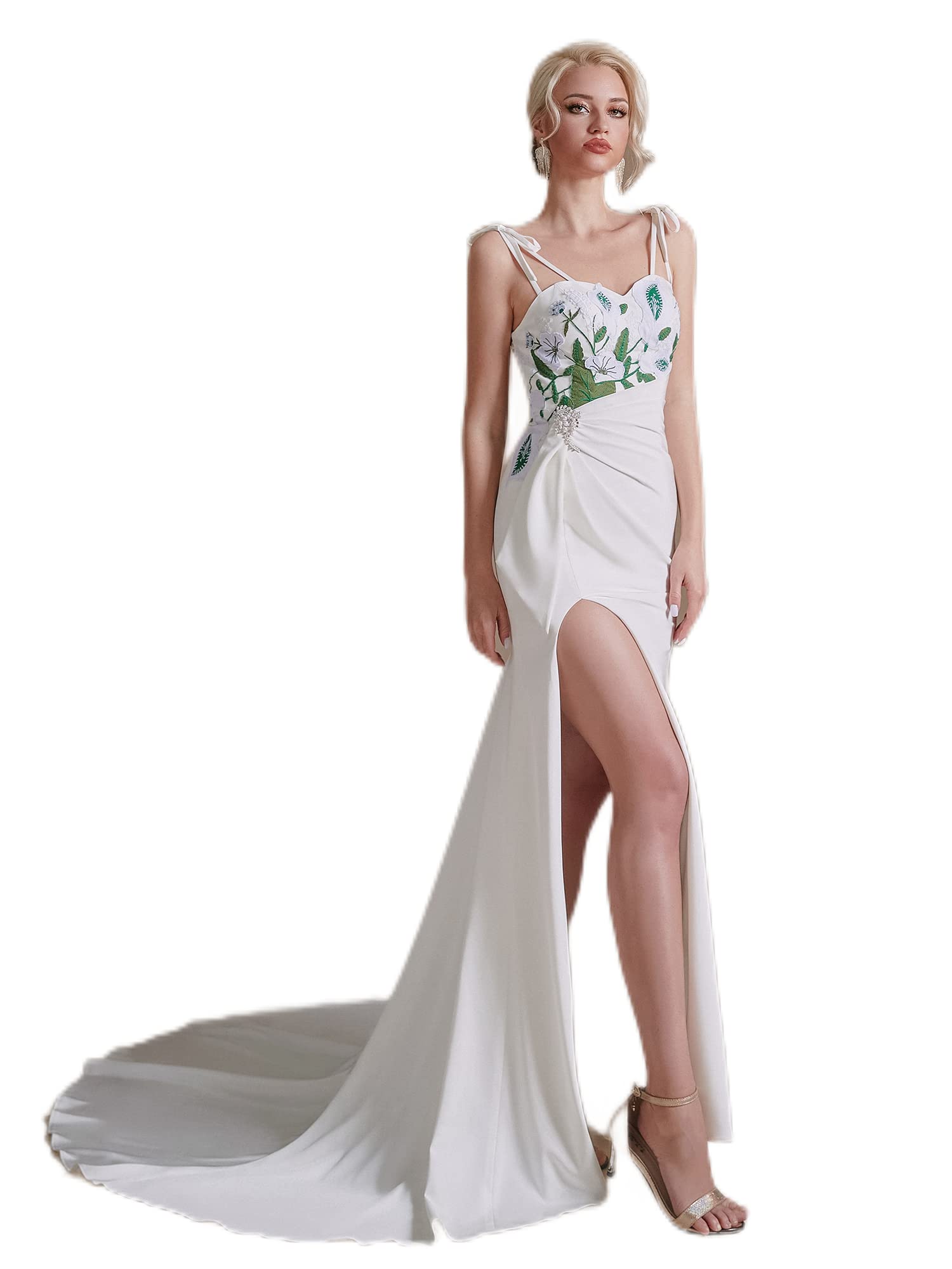 Elegant Beach Wedding Dresses for Bride - Lace Applique A-Line Evening Gown & Ball Gown | Perfect for Destination Weddings, Beach Ceremonies & Romantic Photos