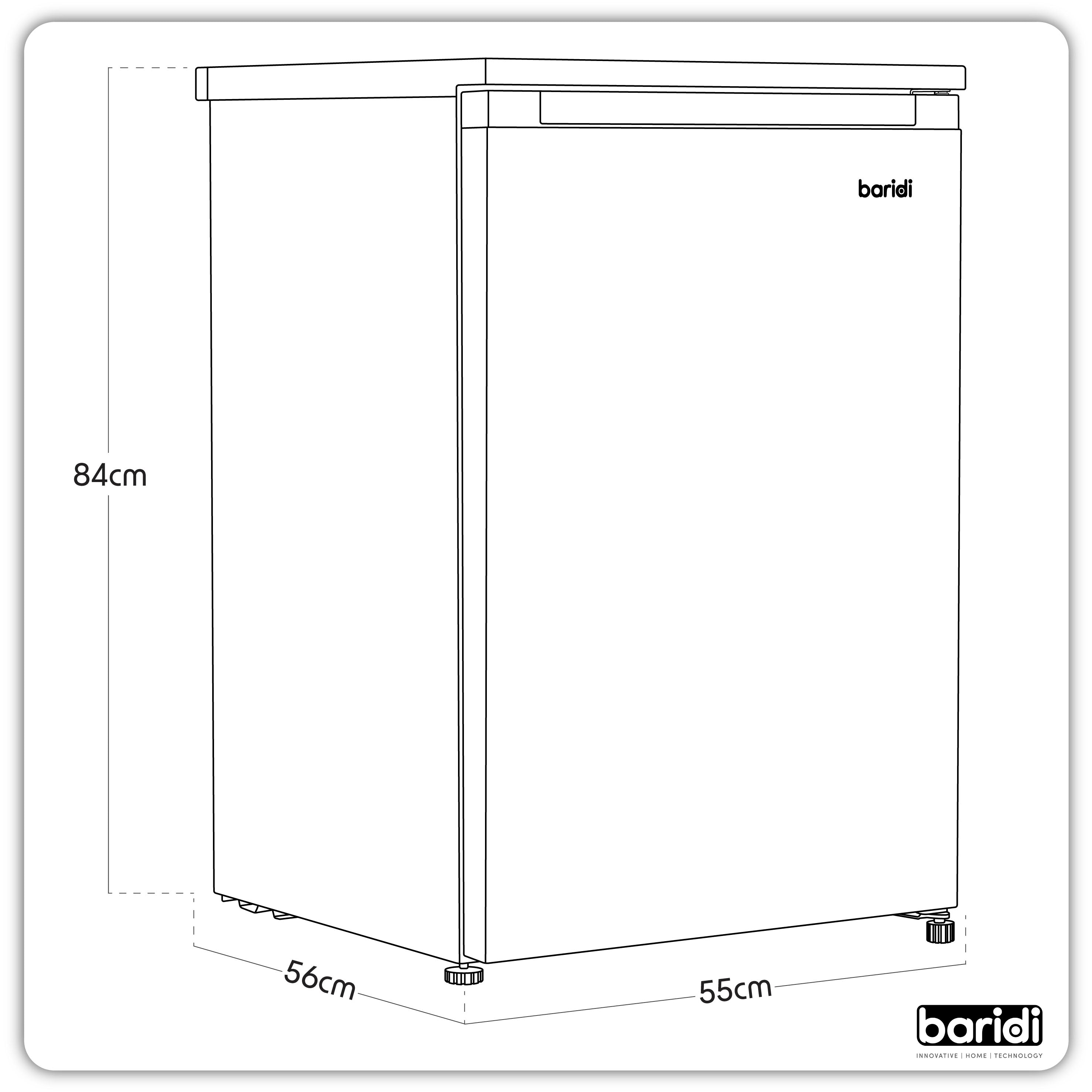 Baridi 55cm Undercounter Freezer with Adjustable Thermostat, 4 Star Energy Rating, 85L Capacity, White - Perfect for Home, Kitchen, Restaurant & Commercial Use - Model DH250