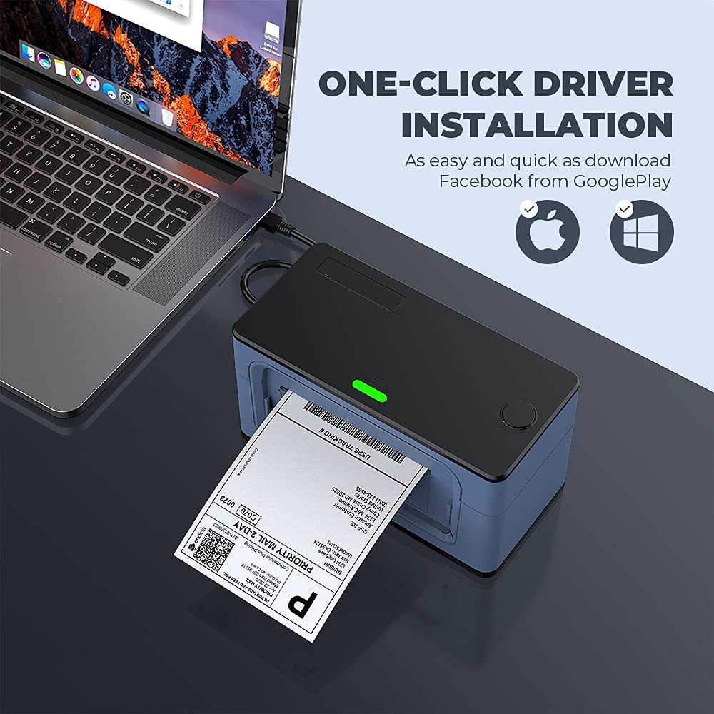 OHHG 4 Inch Thermal Label Printer - USB Barcode Printer for Shipping, Warehouse & Sticker Labels - Compatible with Windows & Mac - Perfect for E-commerce, Retail & Logistics Packaging