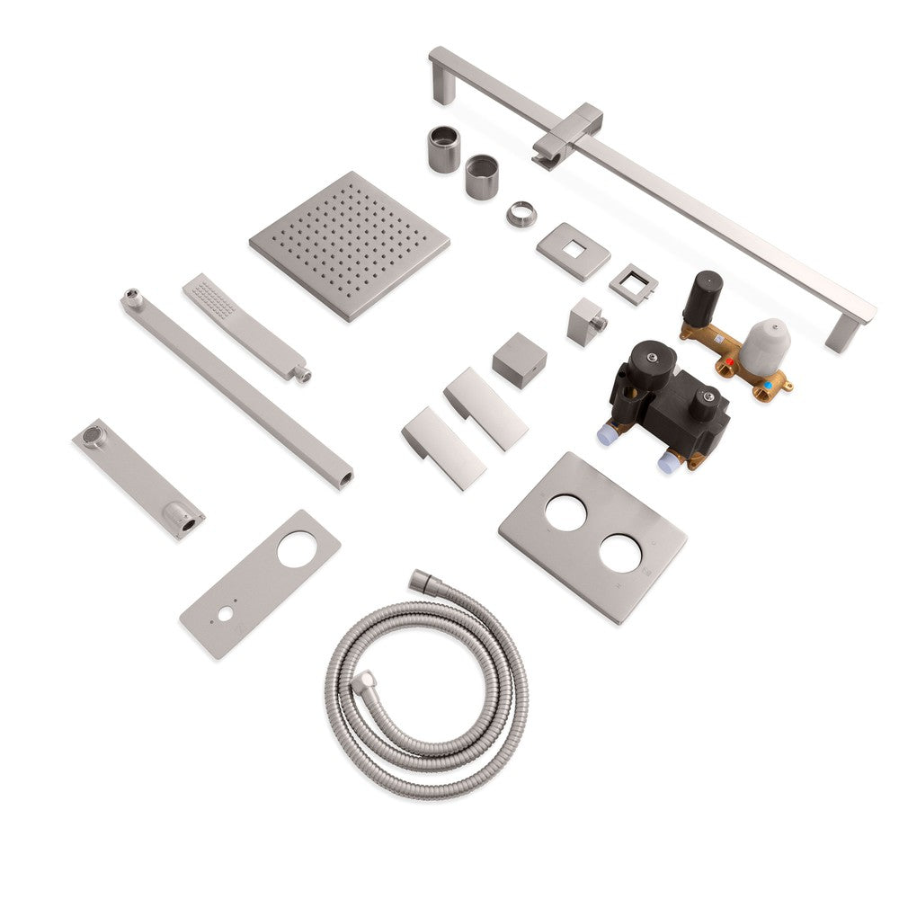 ZLINE Bliss Rainfall Shower System in Brushed Nickel - Luxury Bathroom Fixture with Adjustable Showerhead for Spa-Like Experience (BLS SHS BN)