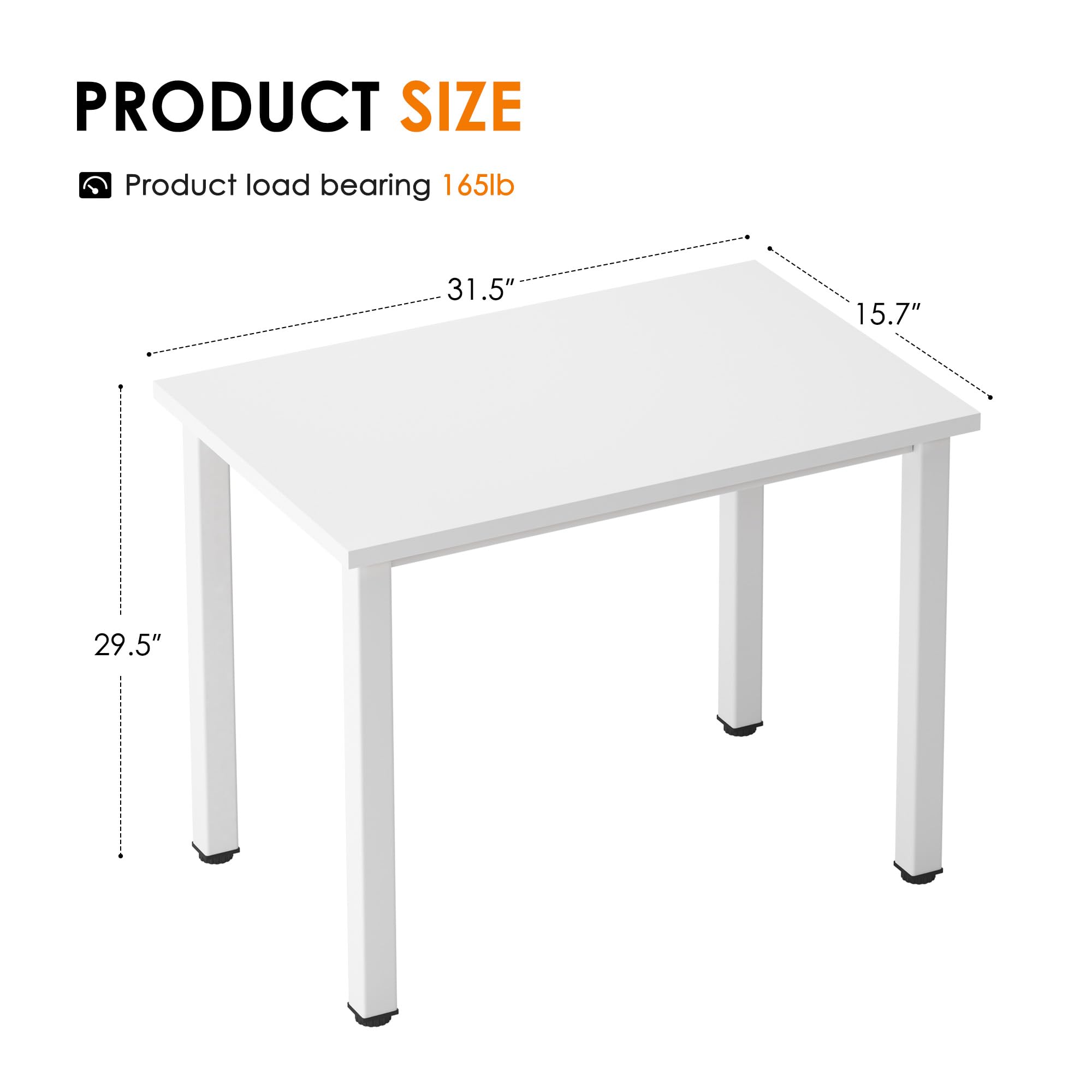 31.5 Inch Small Computer Desk - Sturdy Writing Desk for Small Spaces, Home Office Desk & Study Table for Teens - Compact Laptop Workstation (White) | Perfect for Dorm Rooms, Apartments & Cozy Home Offices