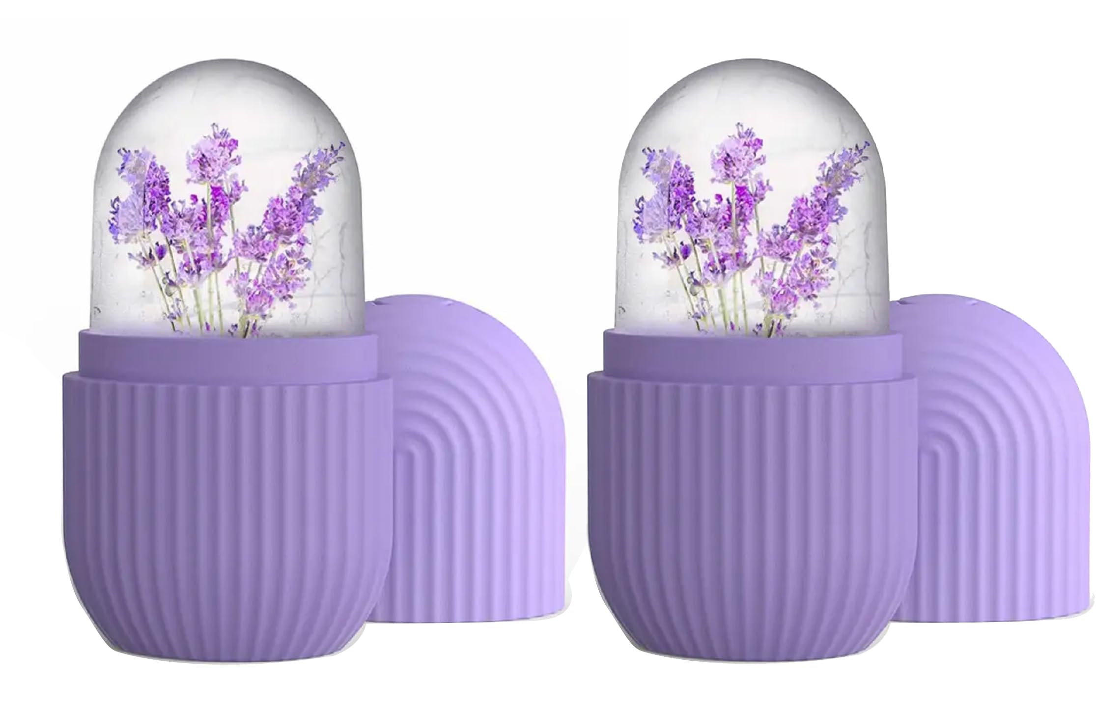 Natural Glow Ice Roller for Face, Eyes & Neck – Reusable Anti-Wrinkle Silicone Facial Massager (2-Pack, Violet) | Reduce Puffiness & Dark Circles, Soothe Skin for a Radiant Look – Perfect for Morning Routine & Post-Workout Recovery