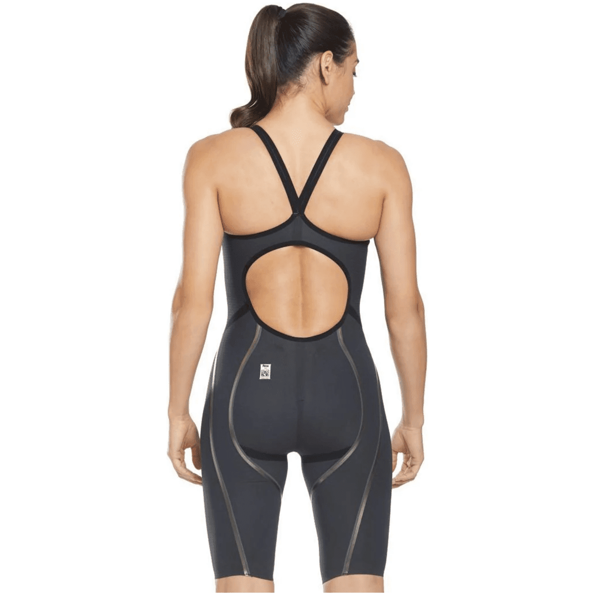 FINIS Rival 2.0 Open Back Women's Competitive Swim Suit - Grey/Black Kneeskin for Training & Racing