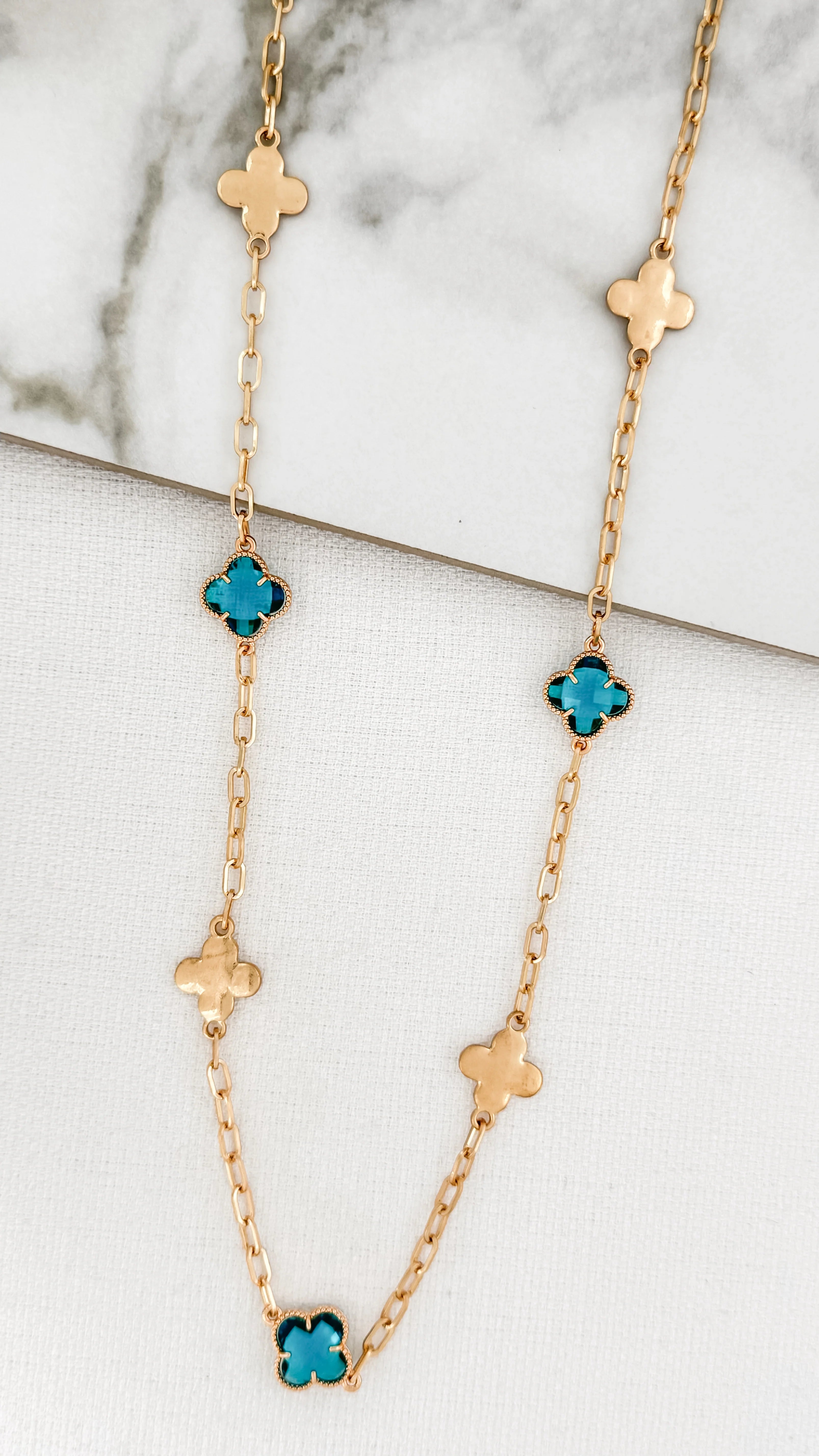 Trinny Gem Necklace Turquoise/Gold - Elegant 14K Gold Plated Statement Jewelry for Women, Perfect for Weddings, Parties & Everyday Wear