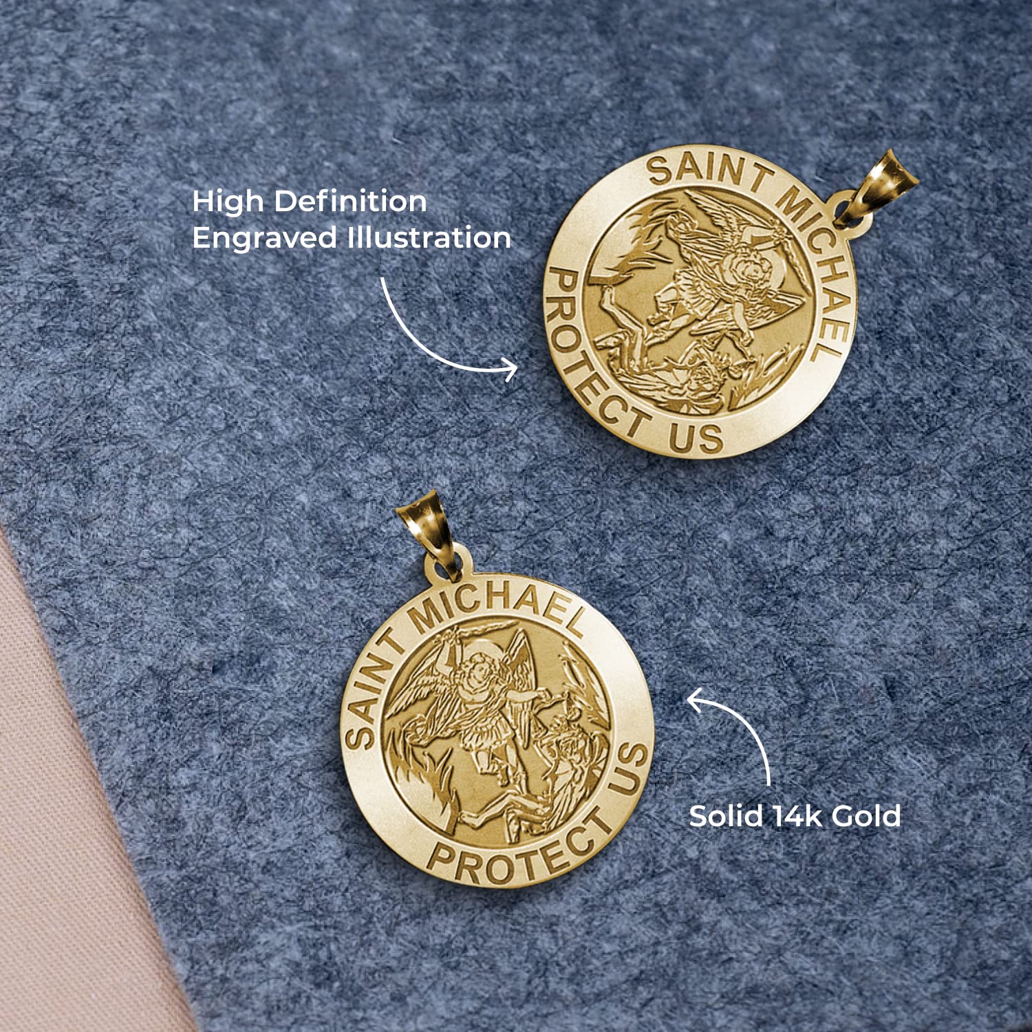 St. Michael Necklace - 14K Gold & Sterling Silver Catholic Saint Michael Pendant for Women & Men | Religious Jewelry, Christian Gift, First Communion Present for Boys & Girls | Perfect for Daily Wear, Church Events & Spiritual Protection