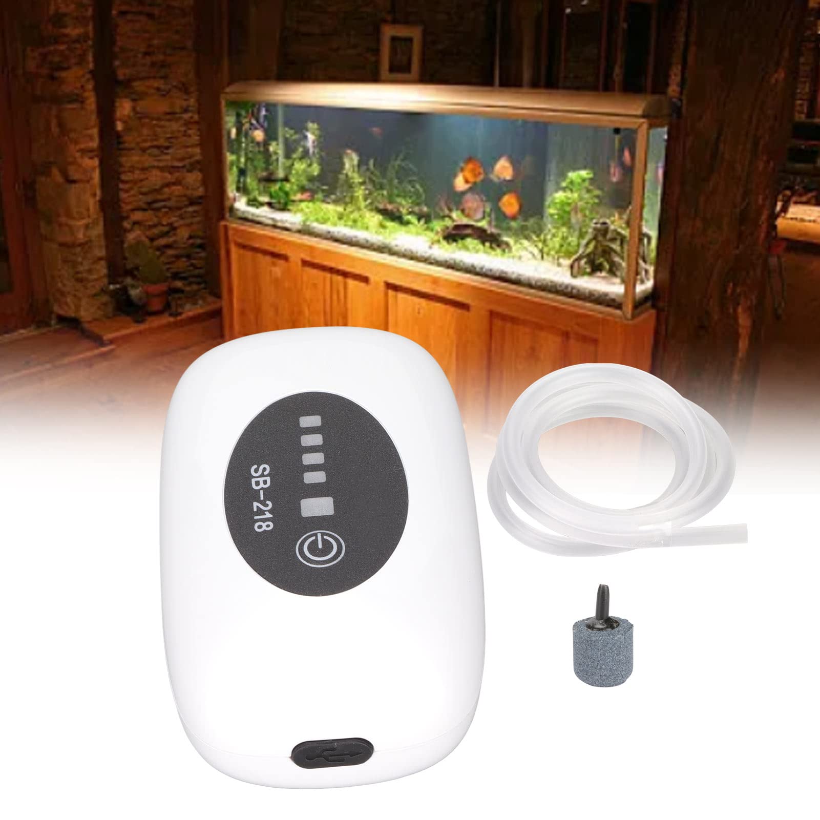 Rechargeable Aquarium Air Pump - Dual Mode Portable Fish Tank Oxygen Pump with Shock Absorption & Energy Saving - Perfect for Indoor Aquariums, Fish Tanks, and Home Decoration