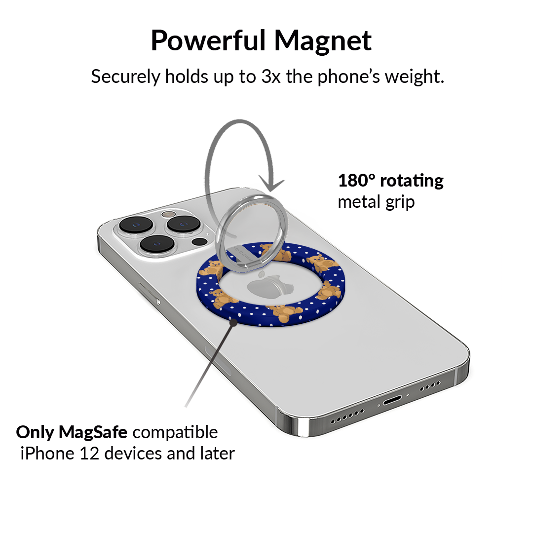 Winter Teddy Bear MagSafe Grip Ring - Magnetic Phone Holder for iPhone 12/13/14/15 Pro Max - Perfect for Driving, Working & Hands-Free Use