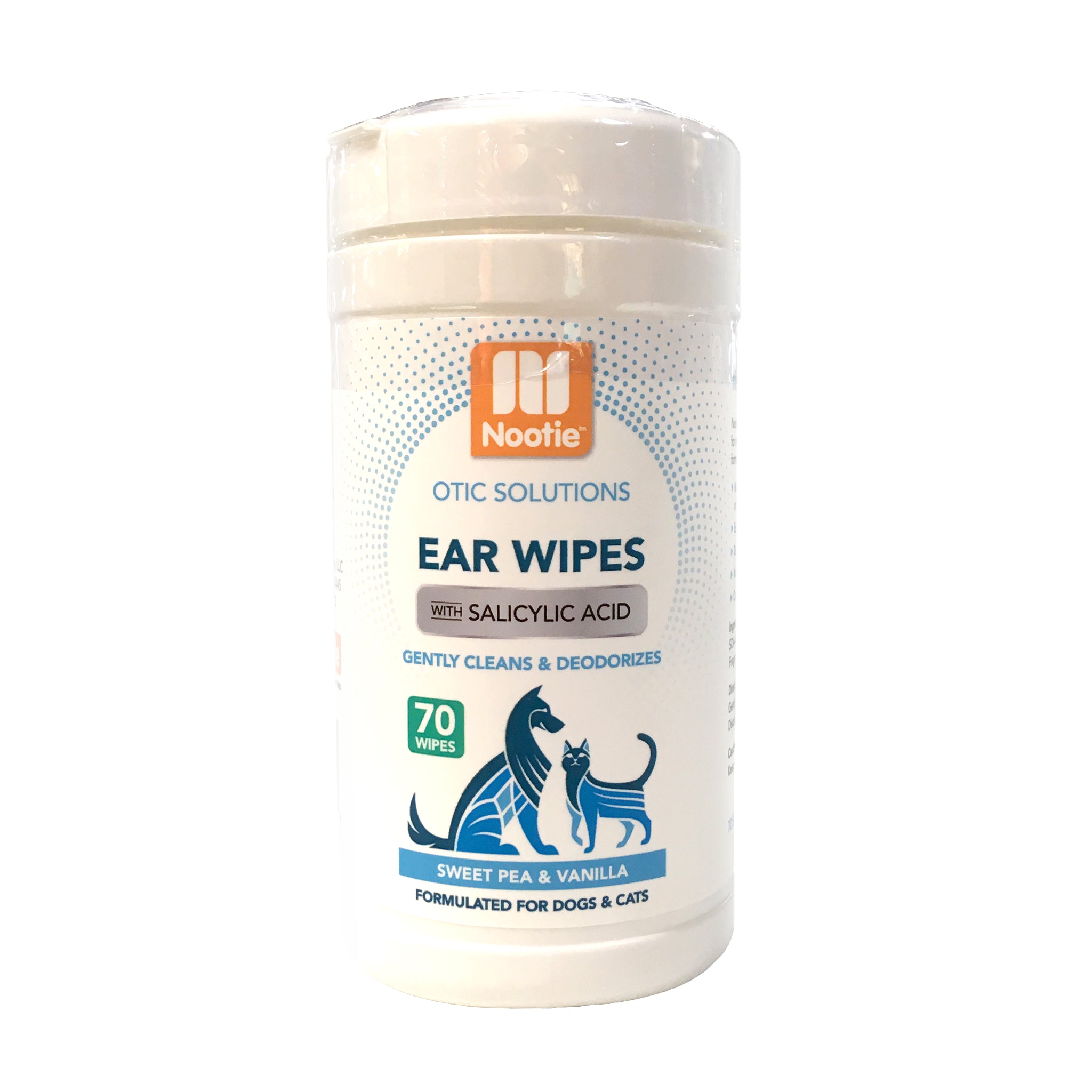 Nootie Ear Wipes with Salicylic Acid - Sweet Pea & Vanilla Scented Dog Ear Cleaning Wipes for Pets - Gentle Cleaning for Itchy Ears & Wax Removal - Perfect for Dogs & Cats with Sensitive Skin