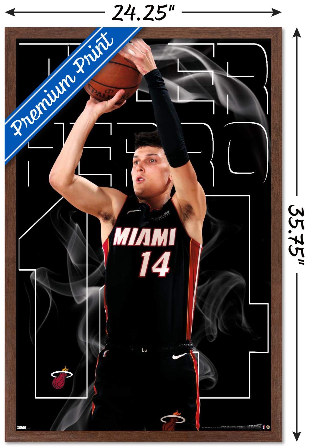 Trends International NBA Miami Heat Tyler Herro 20 Wall Poster - 34L x 22.4W Inches, Mahogany Framed Basketball Decor for Home, Office & Man Cave - Perfect Gift for NBA Fans & Sports Enthusiasts