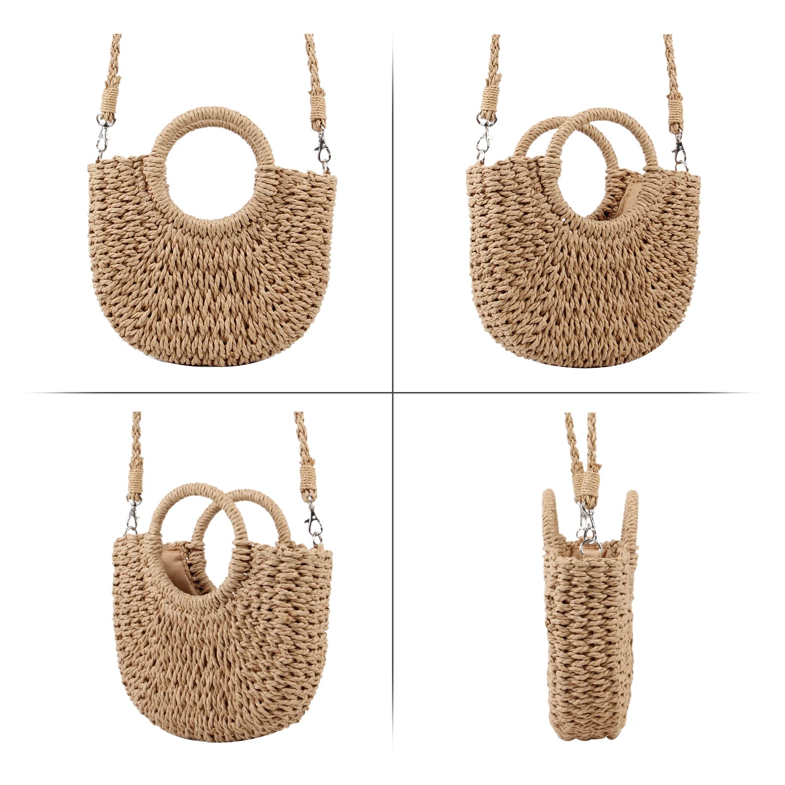 Stylish Woven Straw Tote Bag for Women - Summer Beach Crossbody Purse with Top Handle - Perfect for Vacation, Picnic, and Outdoor Activities