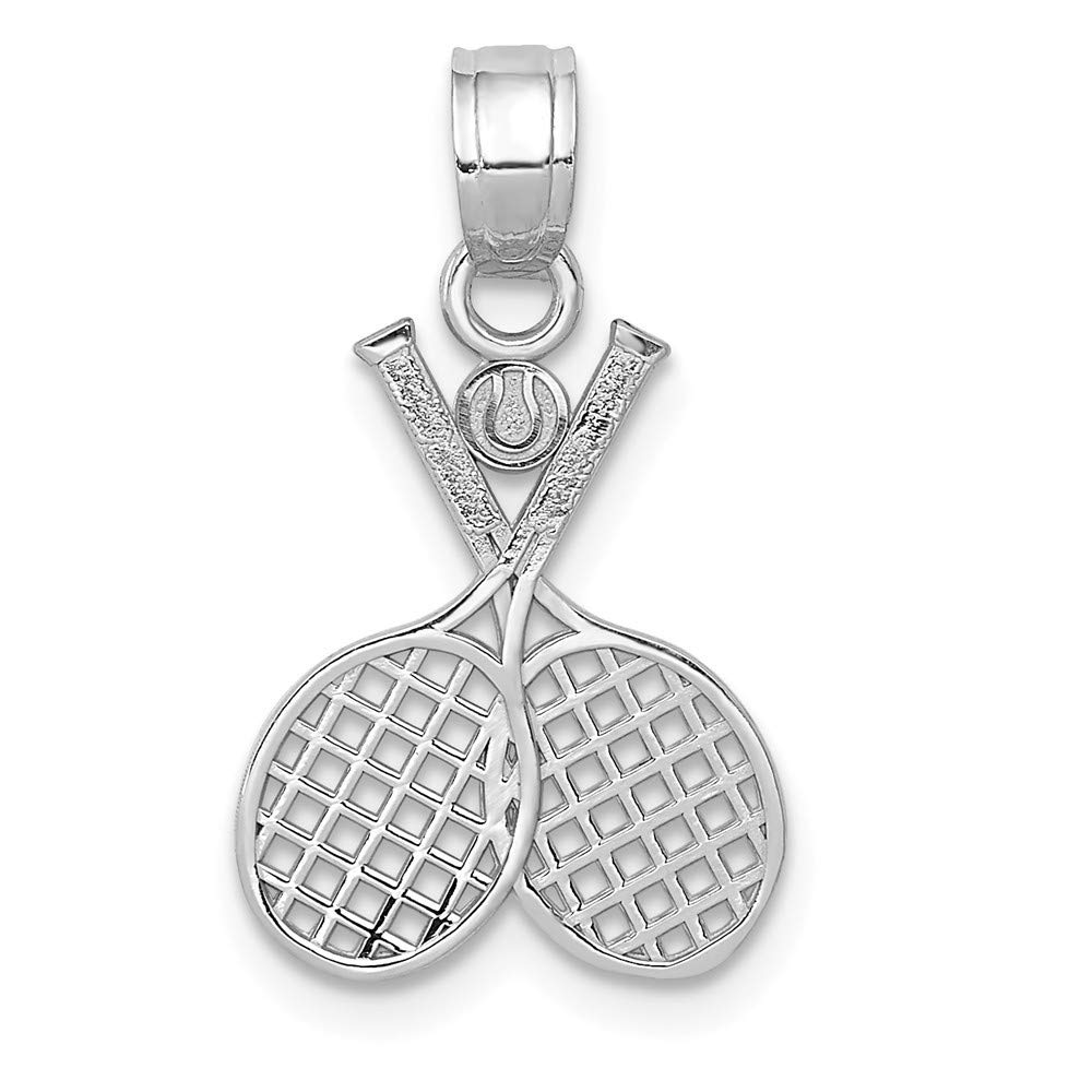 14K White Gold Double Tennis Racket Charm Pendant Necklace - Elegant Jewelry Gift for Women, Tennis Lovers & Athletes | Perfect for Birthdays, Anniversaries & Sports Events