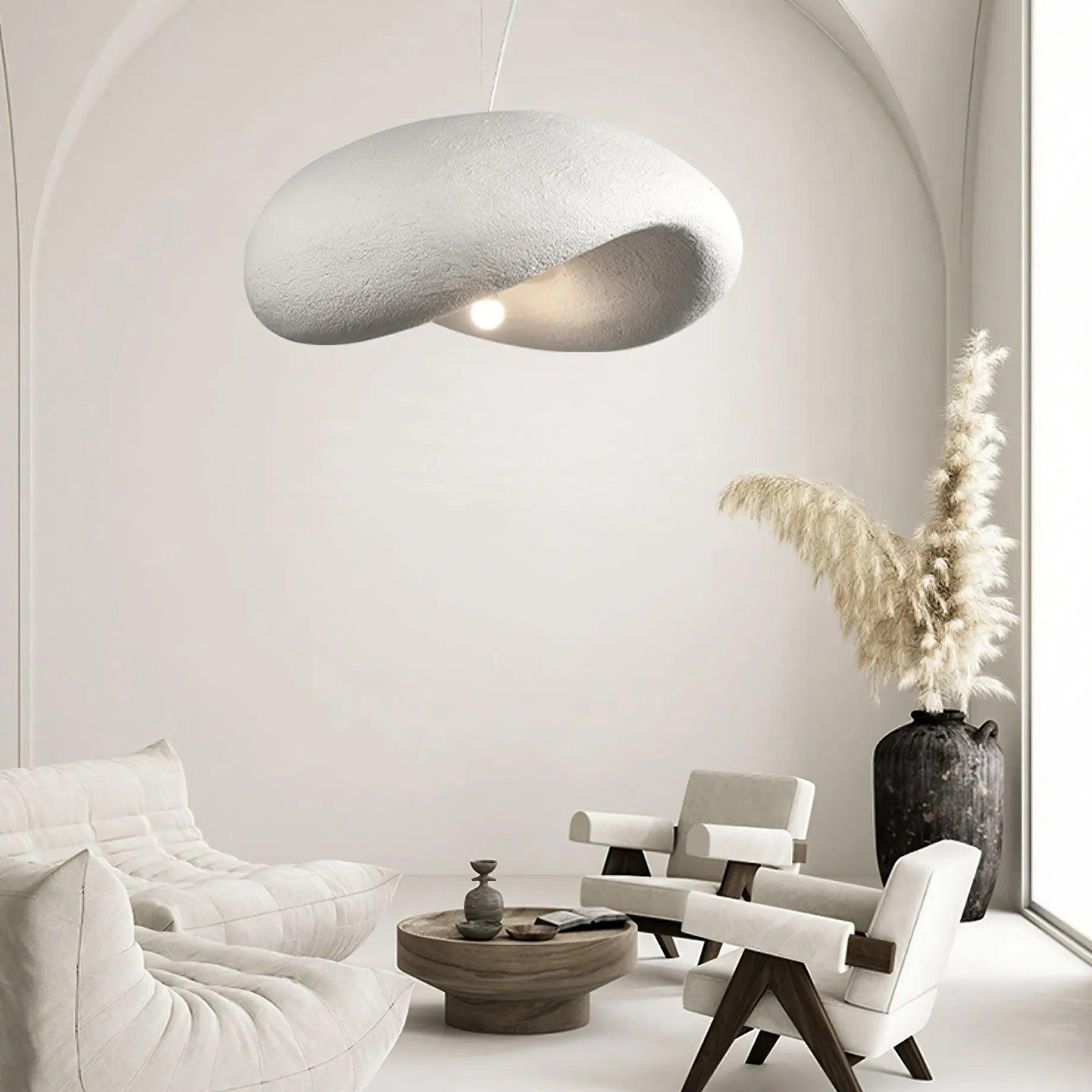 Modern White Faux Concrete Pendant Light - Industrial Chic Ceiling Lighting for Kitchen, Dining Room & Bedroom