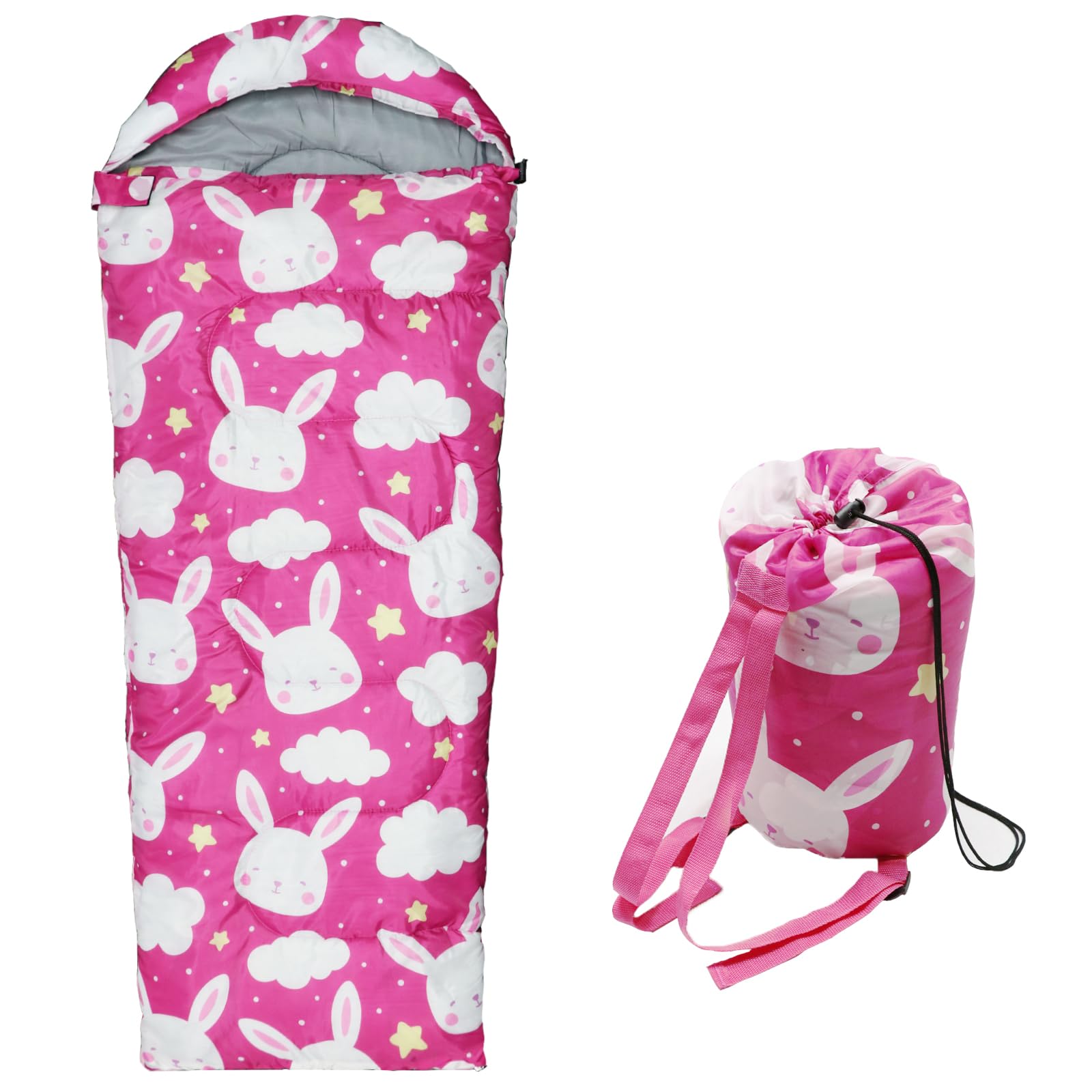 **Kids Sleeping Bags for Camping & Travel - Lightweight Waterproof 3-Season Sleeping Bag with Carry Bag - Compact for Hiking, Backpacking, Sleepovers - Warm & Cool Weather for Boys & Girls**