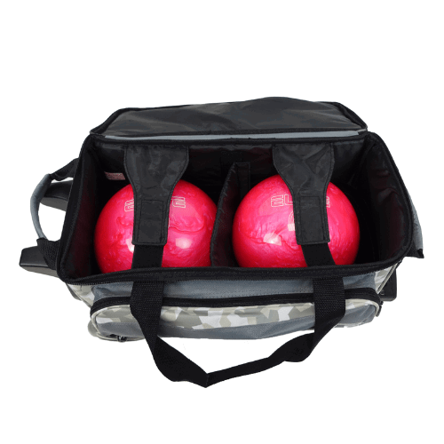 ELITE Deluxe Double Roller Bowling Bag - Grey Camo Design for Easy Transport | Perfect for League Play & Tournaments | Durable & Stylish Bowling Gear